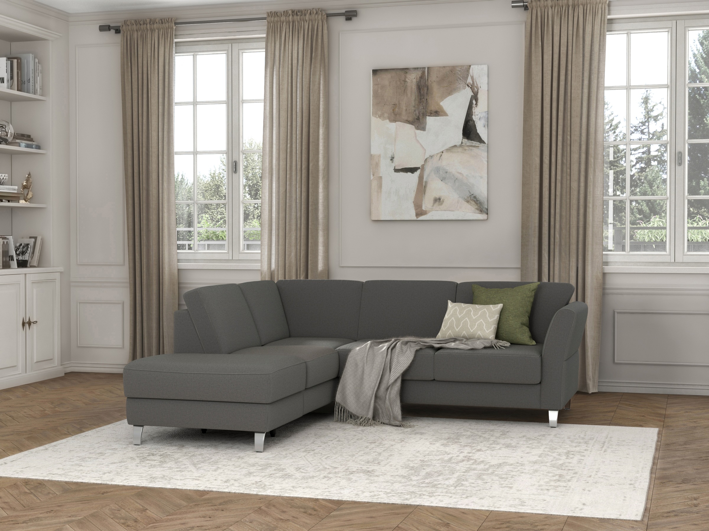 sit&more Ecksofa »Visby L-Form« Wahlweise mit Bettfunktion und Stauraum, frei im Raum stellbar