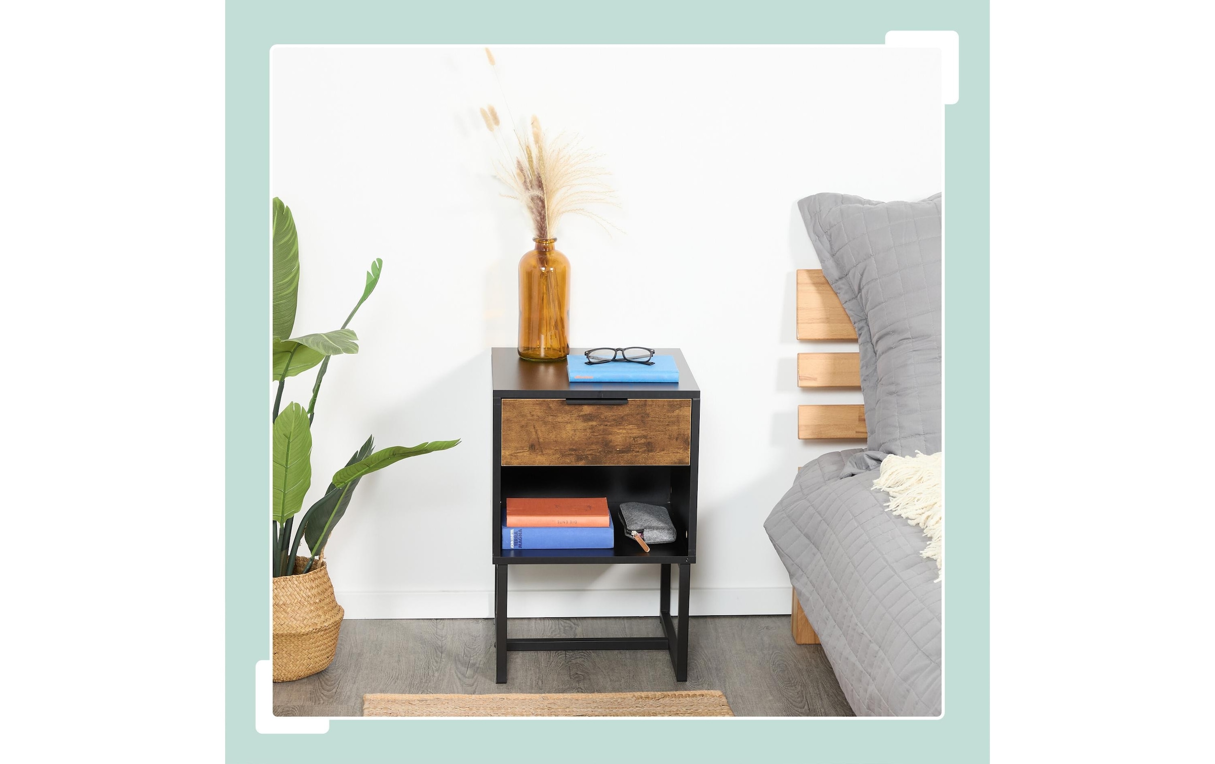 relaxdays Table de nuit »60.5 x 40 x 41.5 cm« Nachtschränkchen im Industrial-Design