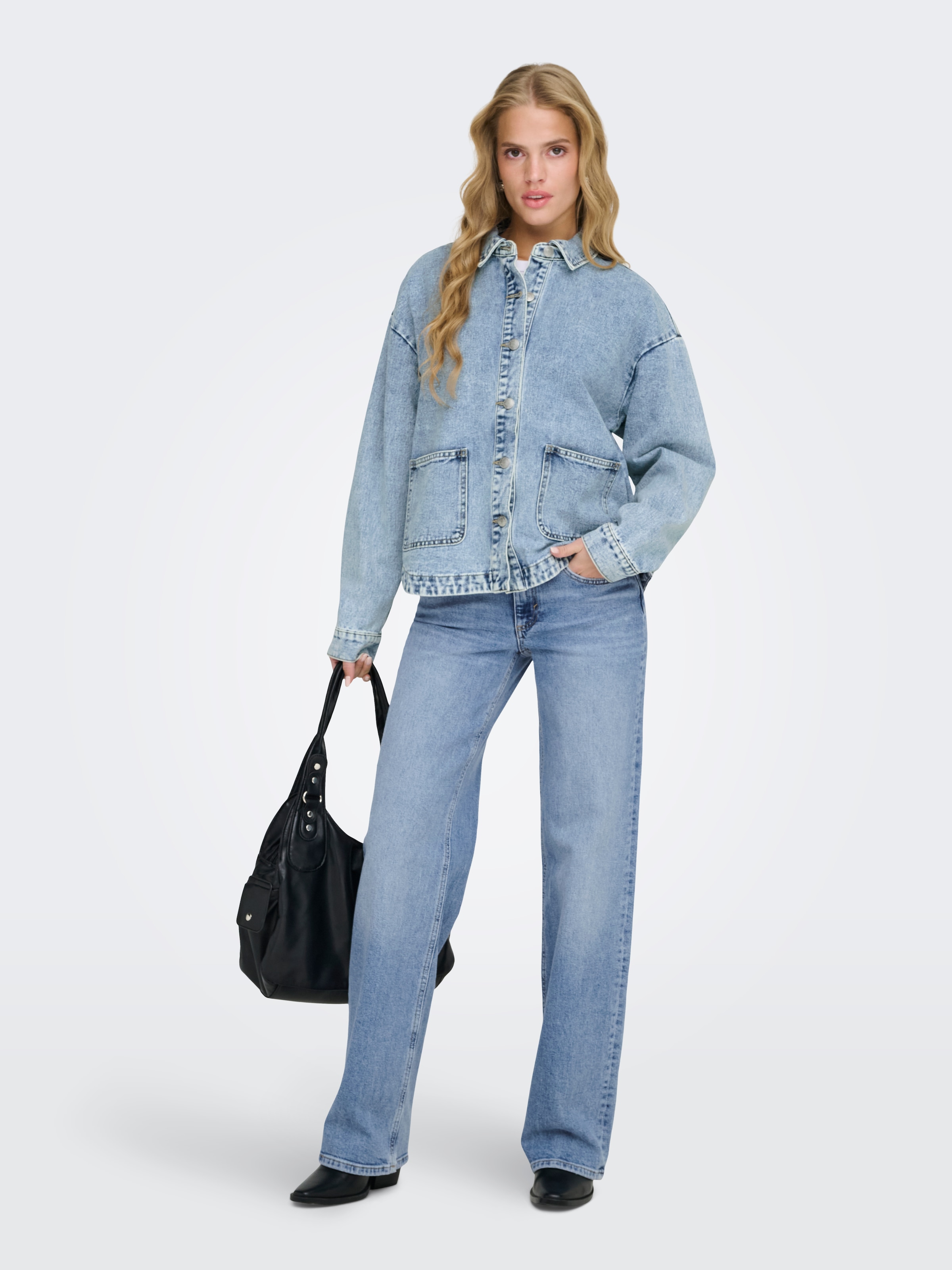 ONLY Veste en jean »ONLLARA LS DNM SHACKET GUA NOOS« mélange de coton