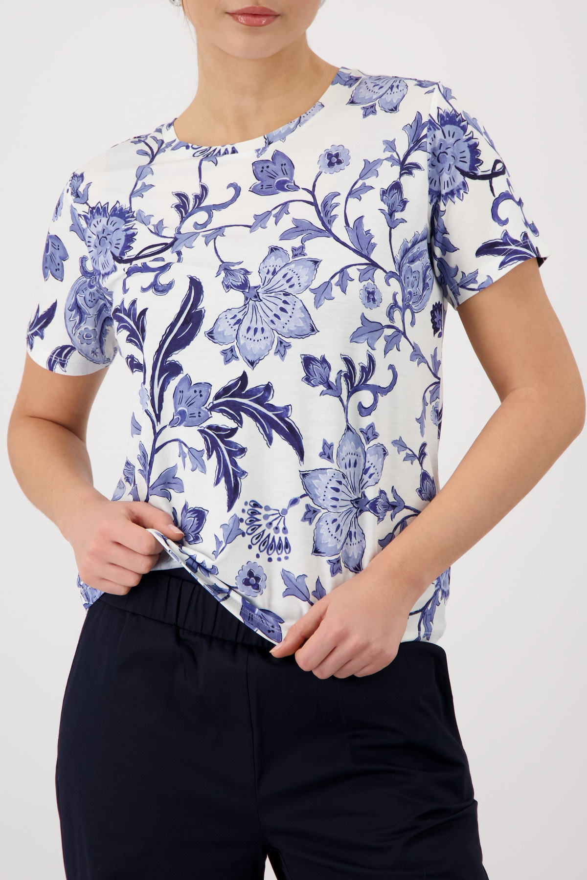 Monari Shirt à col rond »Shirt Blumendruck allover« avec imprimé floral