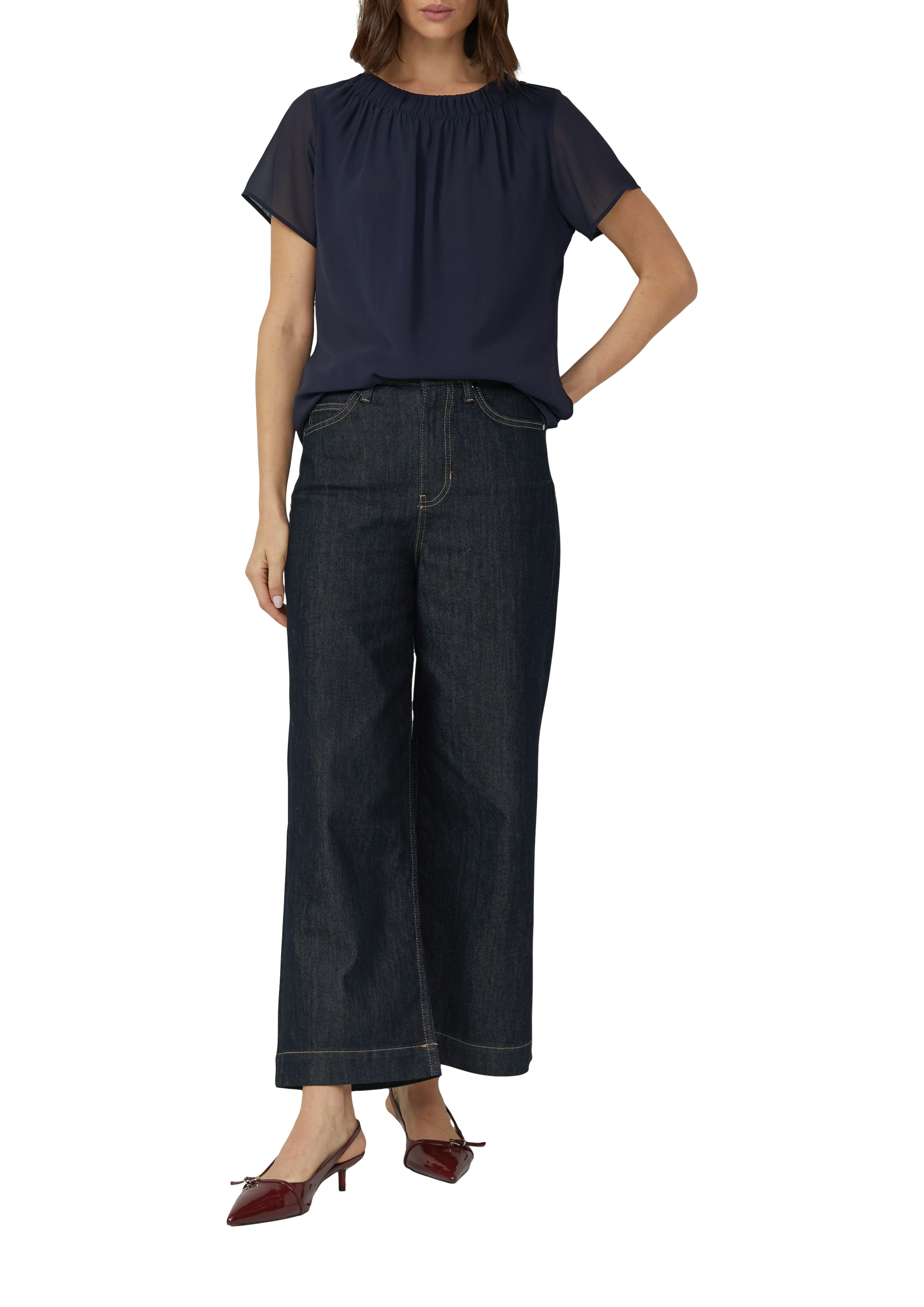 s.Oliver BLACK LABEL Blouse à manches courtes avec fronces au col