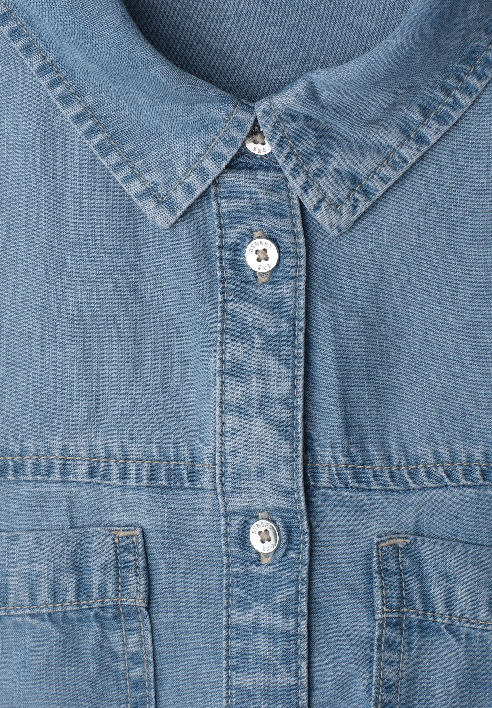 STREET ONE Robe en jean Poches poitrine | Poches pour les mains fentes latérales, aspect délavé