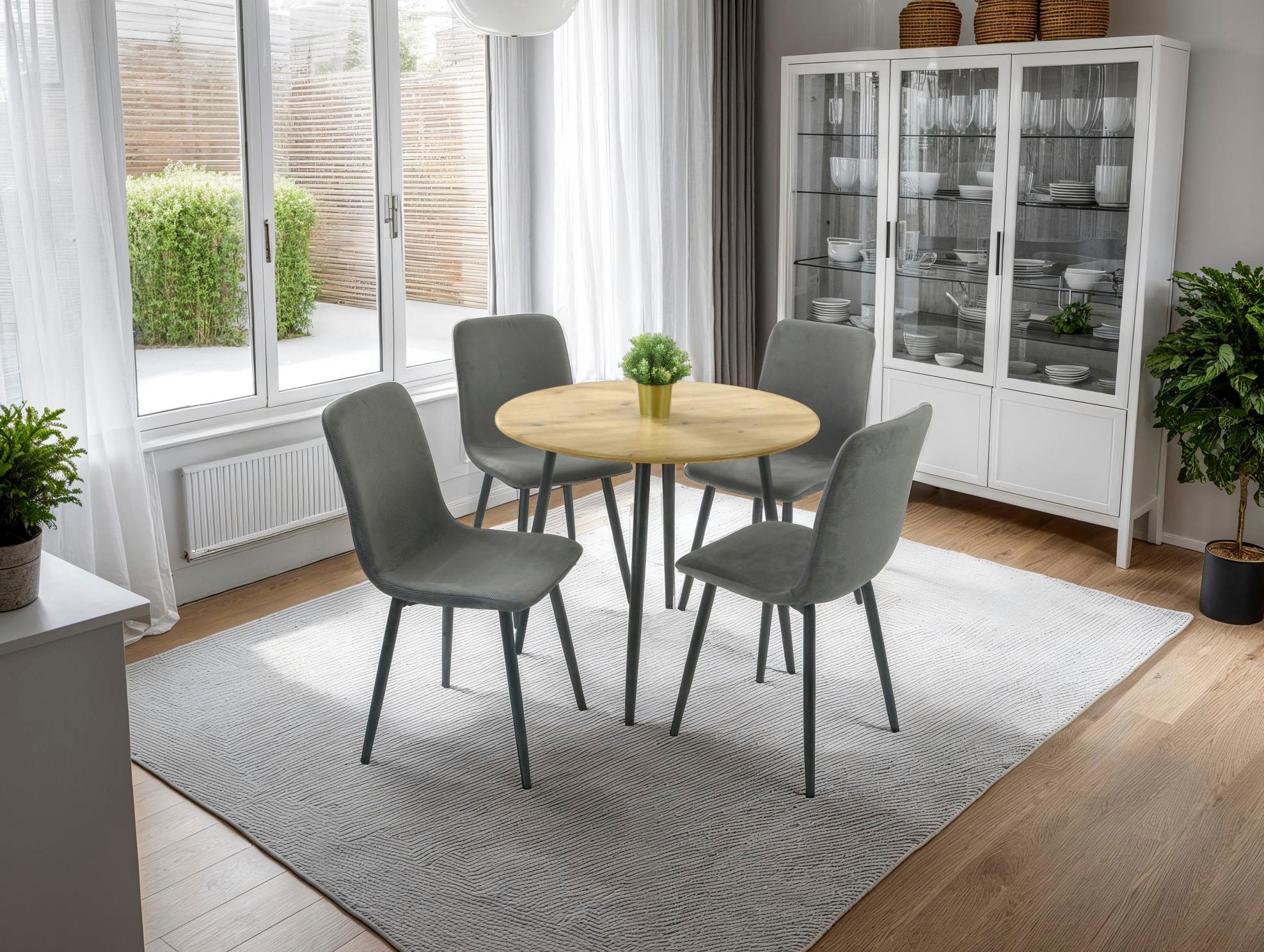 HELA Chaise à 4 pieds »LEIPZIG« (Set) 2 cuis4-Fuss,Rundrohrgestell konisch,Cordoptik,Sitzschale gespolstert