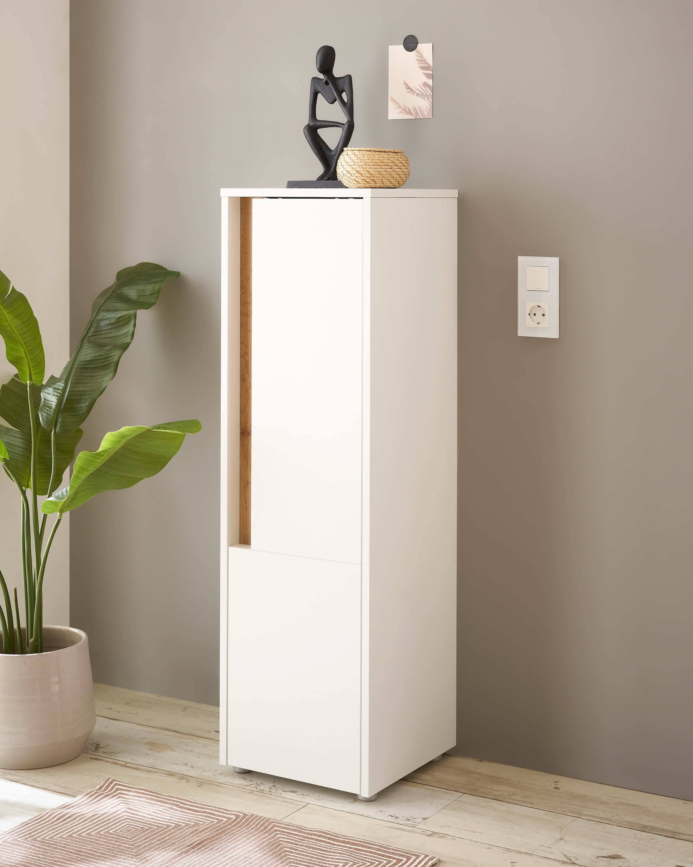 INOSIGN Midischrank »CITY/GIRON, Badschrank mit Griffmulde, Hochschrank in zeitlosem Design« in den Farben Weiss und Anthrazit verfügbar, viel Stauraum