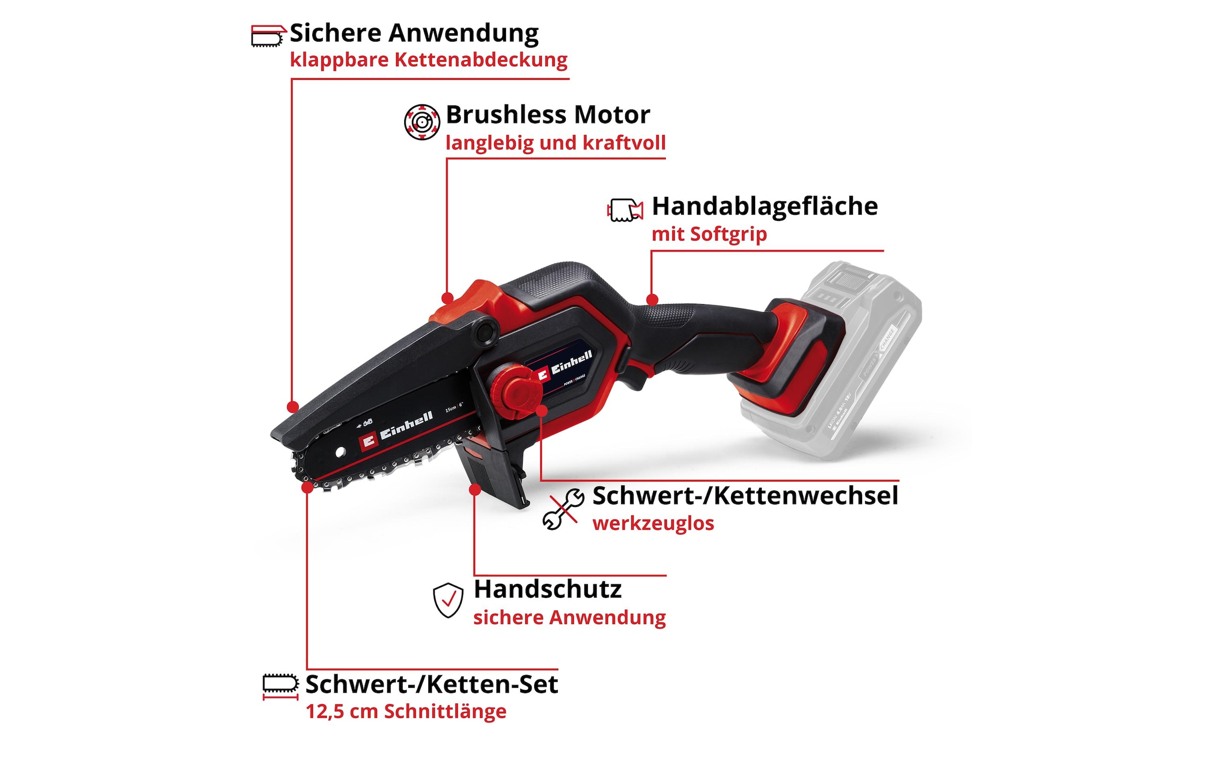 Einhell Tronçonneuse à batterie »Einhell GE-PS 18/15 Li 12.5 cm Schnittlänge, Holster Kit«