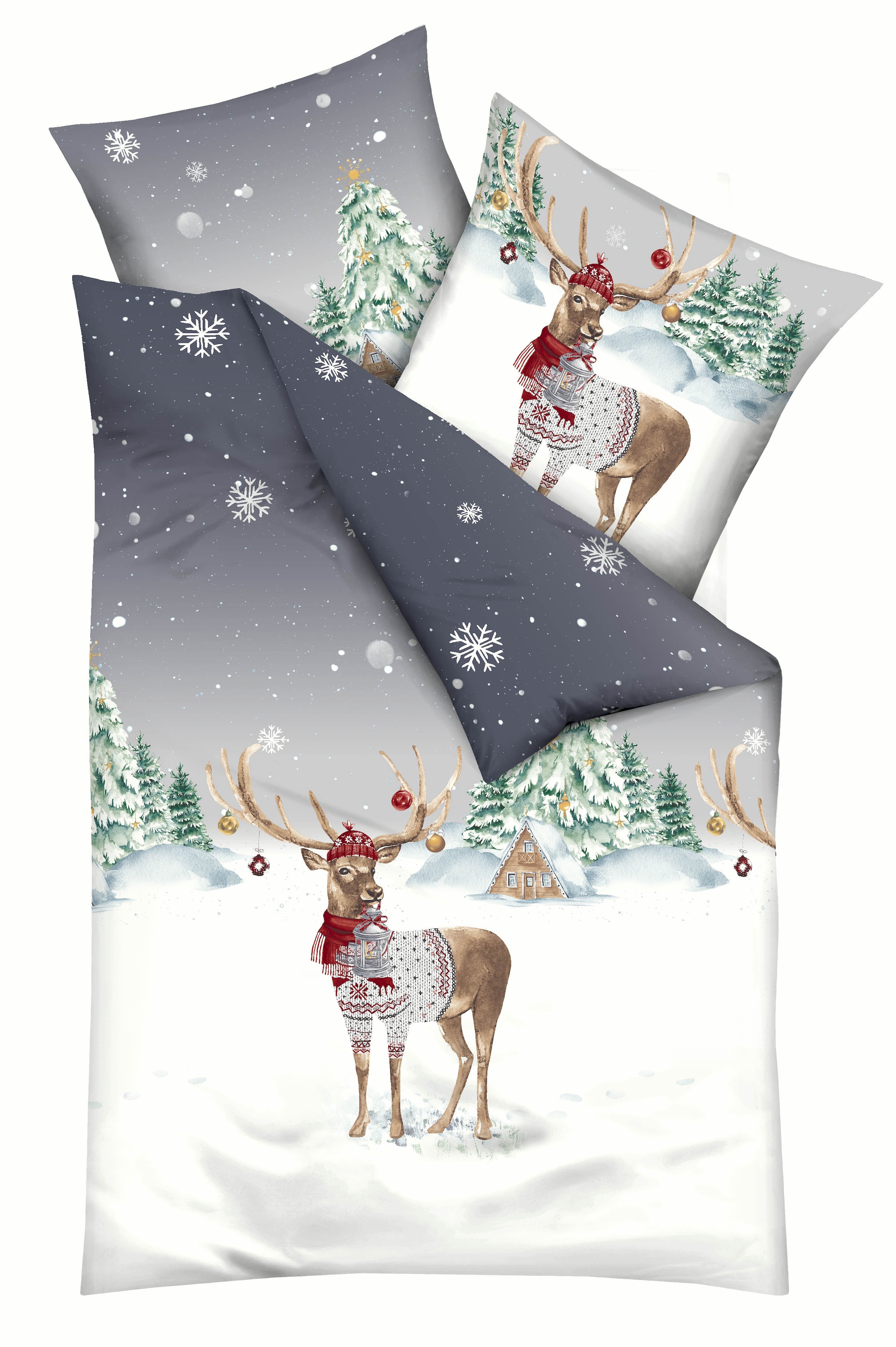 Kaeppel Linge de lit »Weihnachtshirsch« 2 cuis