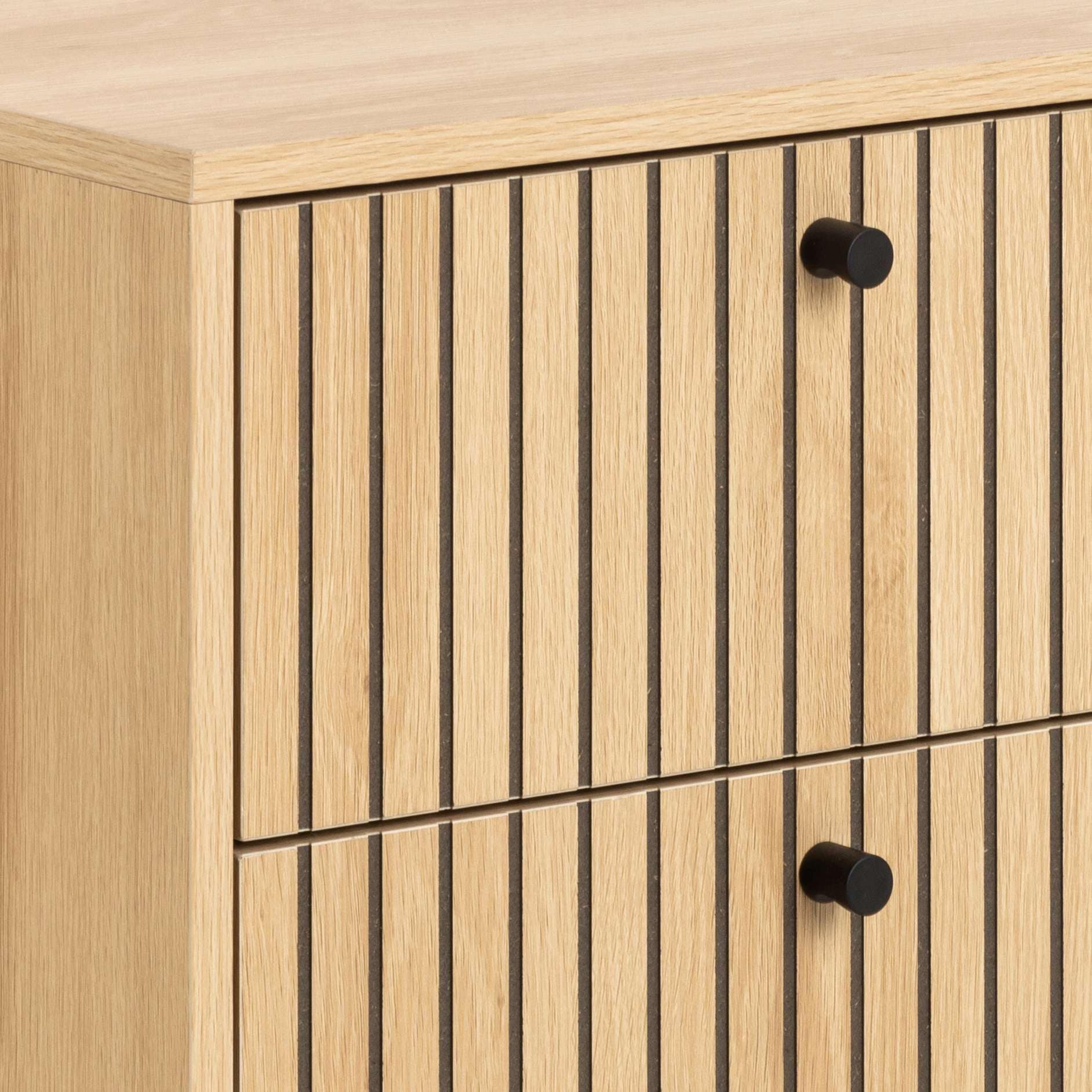 ACTONA GROUP Nachttisch »Albany« Eiche-Optik, Lamellenfront, 2 Schubladen, B: 45,6 cm