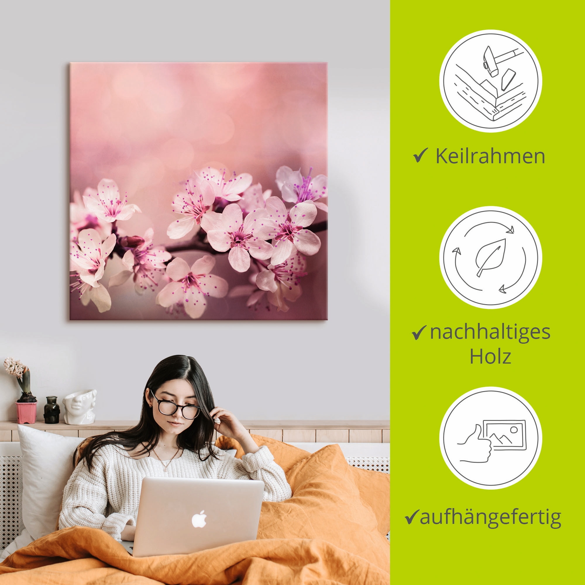Artland Tableau sur toile »Kirschblüten« 1 cuis tlg. auf Holzrahmen gespannt