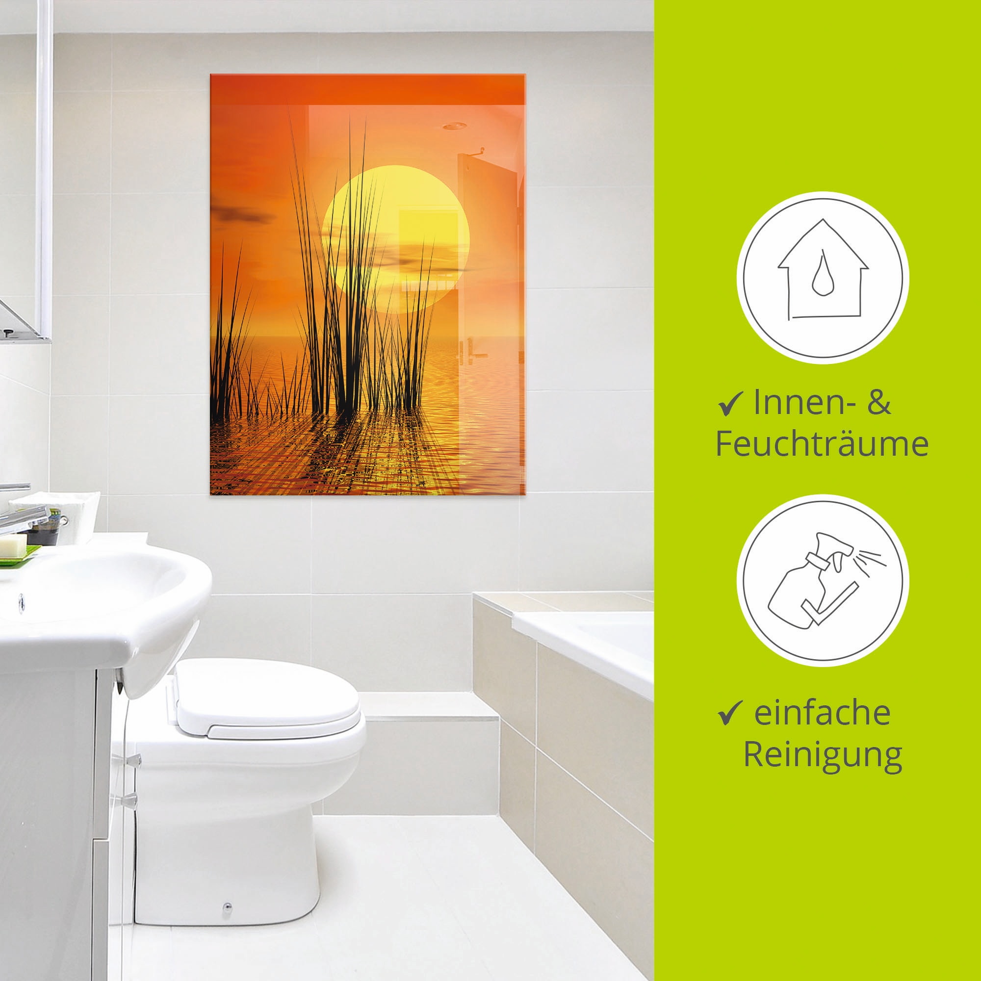 Artland Glasbild »Sonnenuntergang mit Schilf« Sonnenaufgang & -untergang 1 Stk. tlg. in verschiedenen Grössen