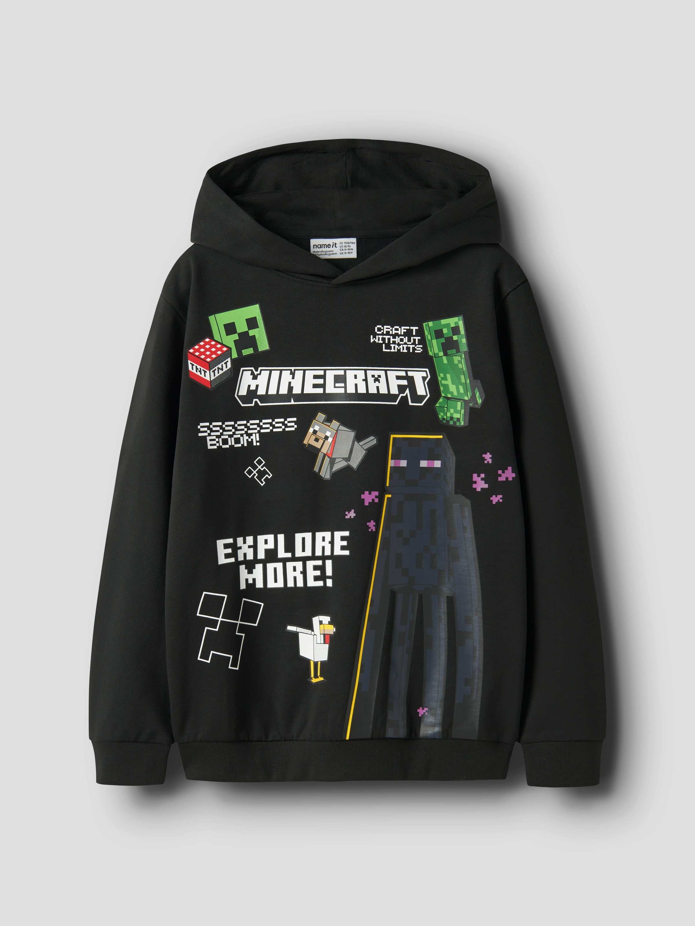 Name It Sweat à capuche »NKMJU MINECRAFT NREG SWE WH NOOS BRU BFU«, mélange de coton, coupe régulière, imprimé Minecraft
