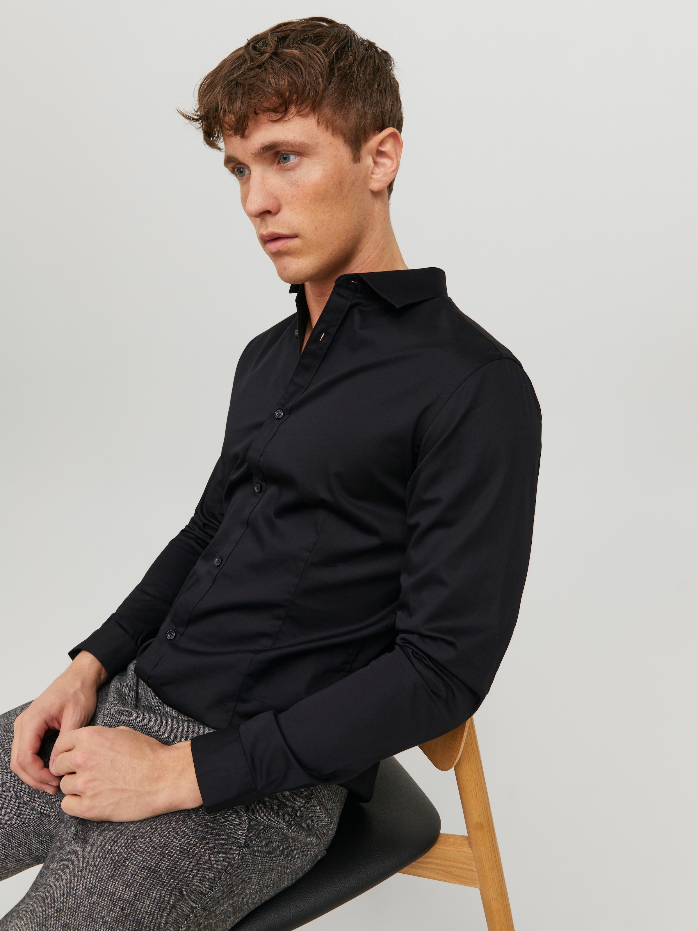 Jack & Jones Chemise d'affaires »JJPRPARMA in Skinny Fit, Stretchanteil und verstellbaren Manschetten« sehr schmal, Web, Baumwollmischung
