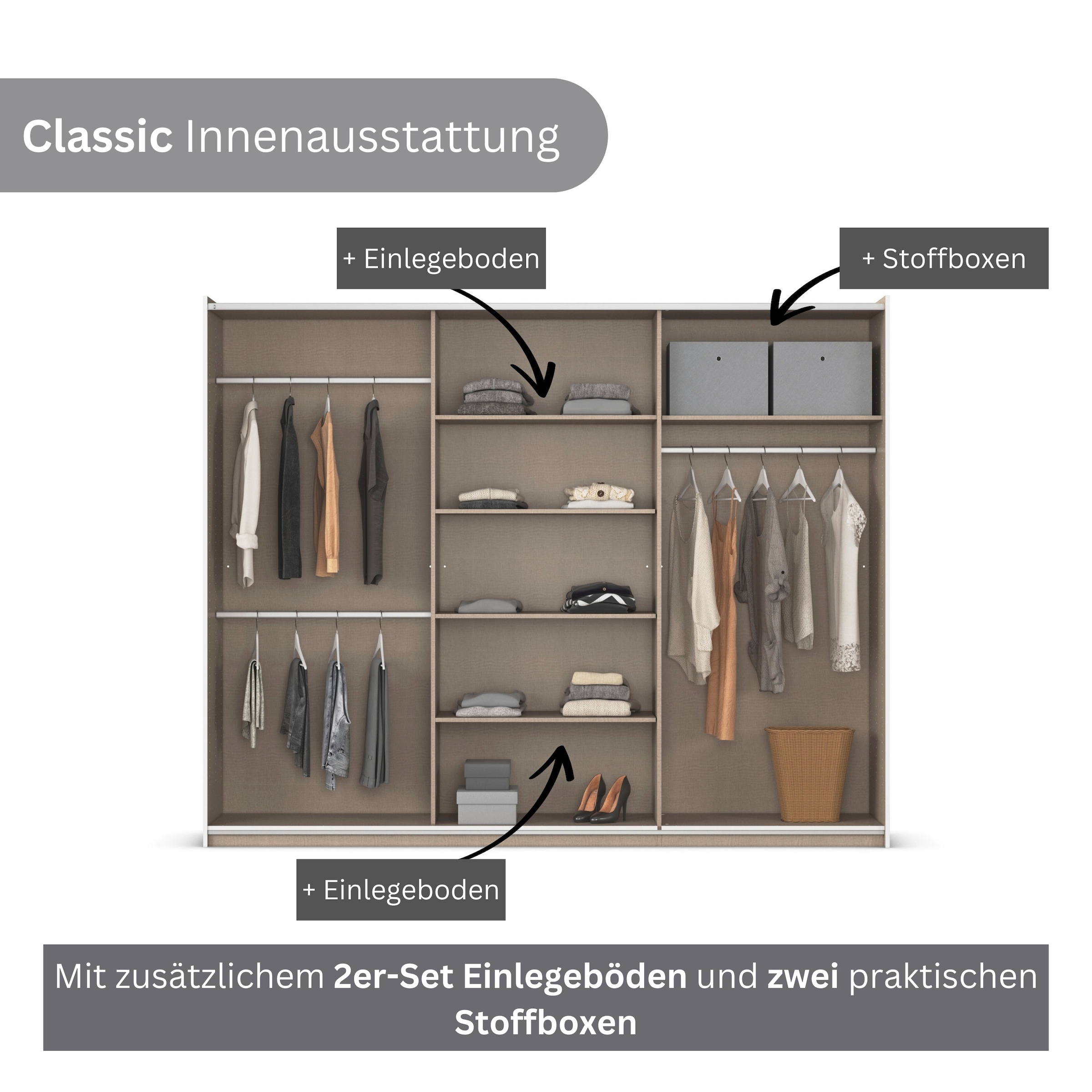 rauch Armoire à portes coulissantes »Kleiderschrank Schrank Garderobe TOPSELLER ASTANA OTTO´s CHOICE« 3 Ausstattungen BASIC/CLASSIC/PREMIUM (inkl. SOFT-CLOSE-FUNKTION),  mit 3 Spiegelelementen, Metallgriffleisten alufarbig MADE IN GERMANY