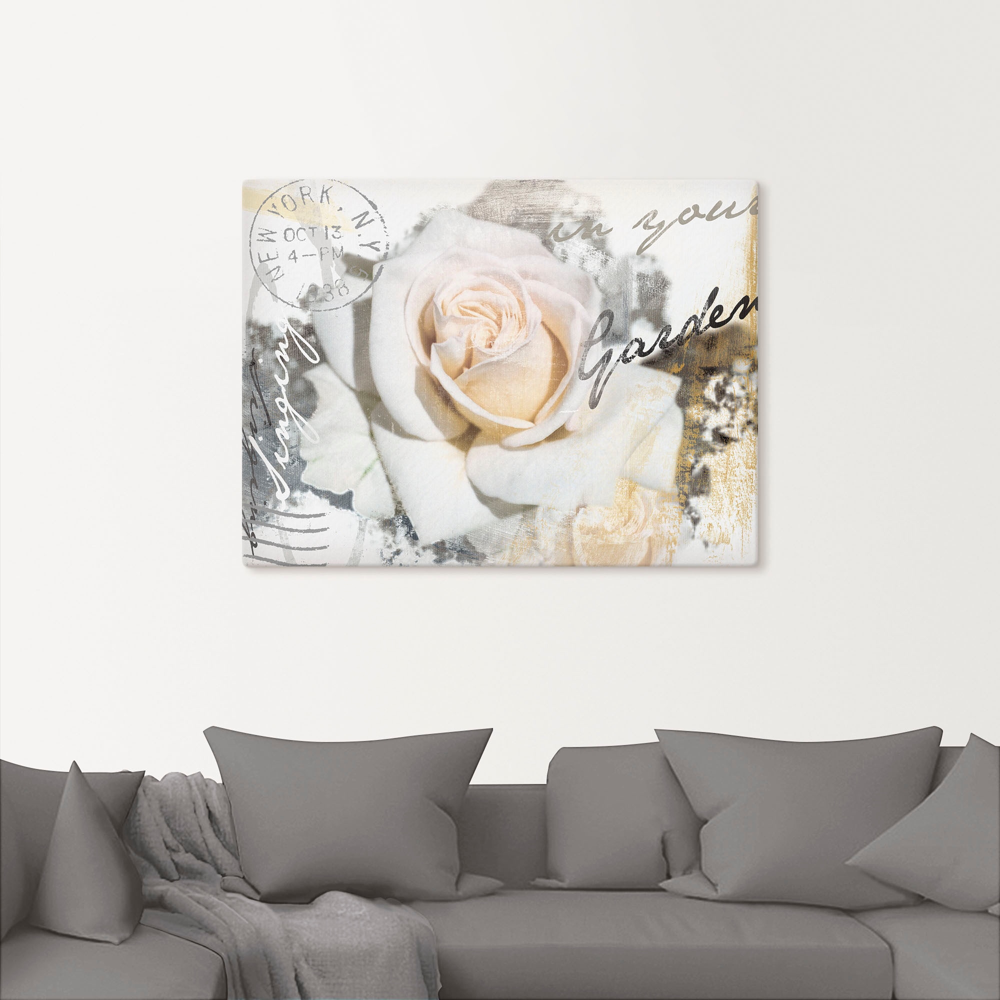 Artland Tableau sur toile »In Buchstaben - Rose« 1 cuis tlg. auf Holzrahmen gespannt