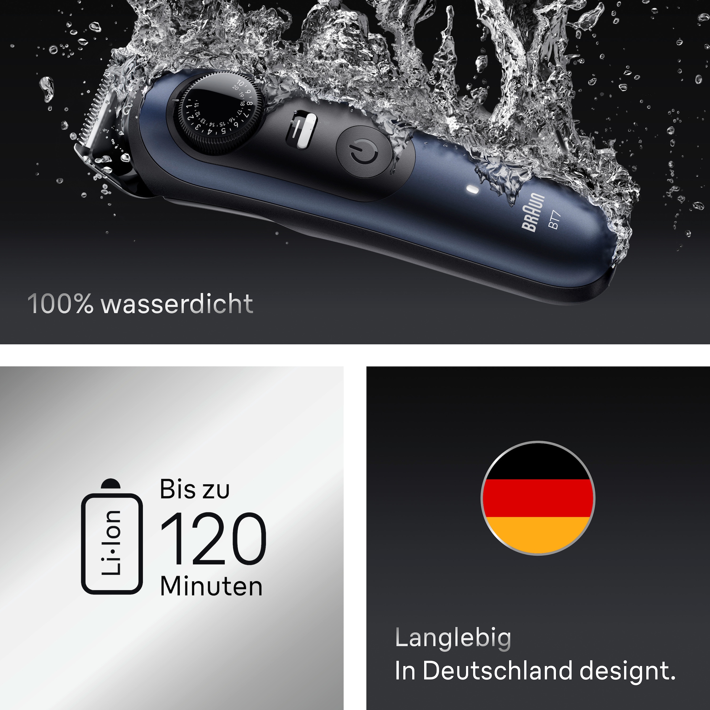 Braun Tondeuse à cheveux »Series 7 BT7540 / BT7520« 8 Aufsätze Ensemble 11 en 1, ProBlade, tondeuse à poils de nez, AutoSense, batterie 120 min