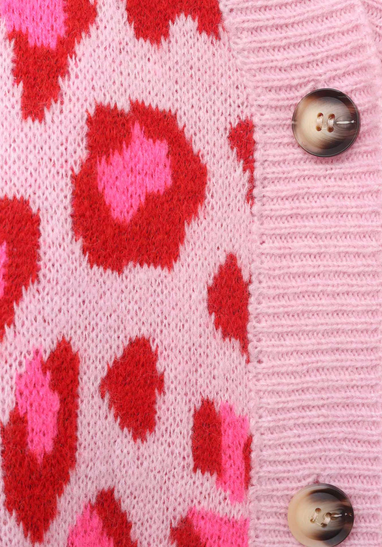 Zwillingsherz Veste en tricot »"Big Leo"«, One Size, Animal-Muster, Langarm, Knöpfe, tiefer V-Ausschnitt
