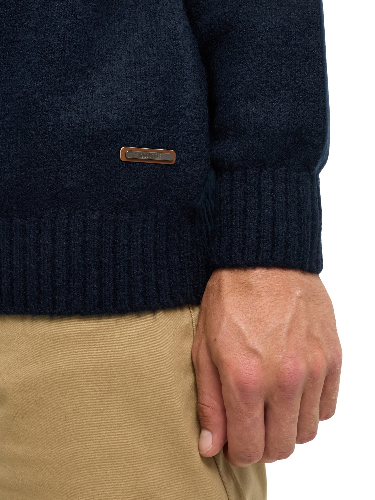 Indicode Strickpullover »INVestdale ½ placket« Materialmix, regular fit