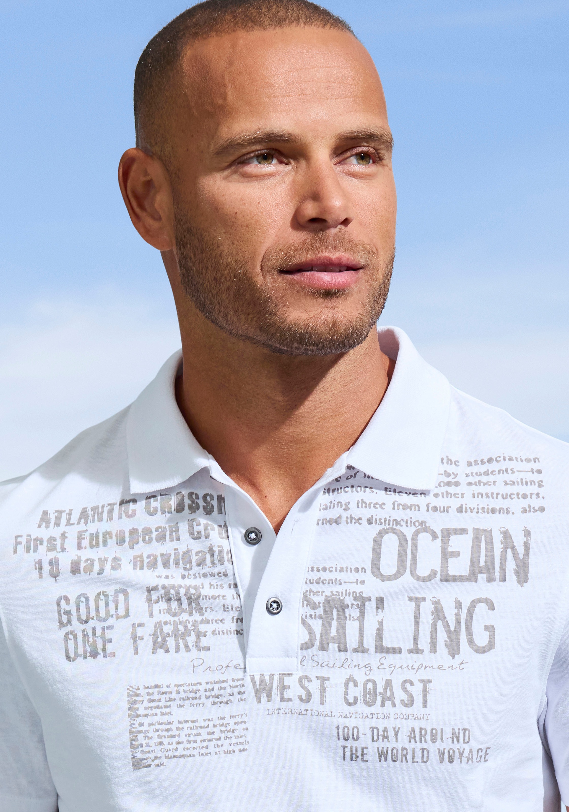 John Devin Polo »mit Print« Regular-Fit, aus Slub-Qualität, mit Print