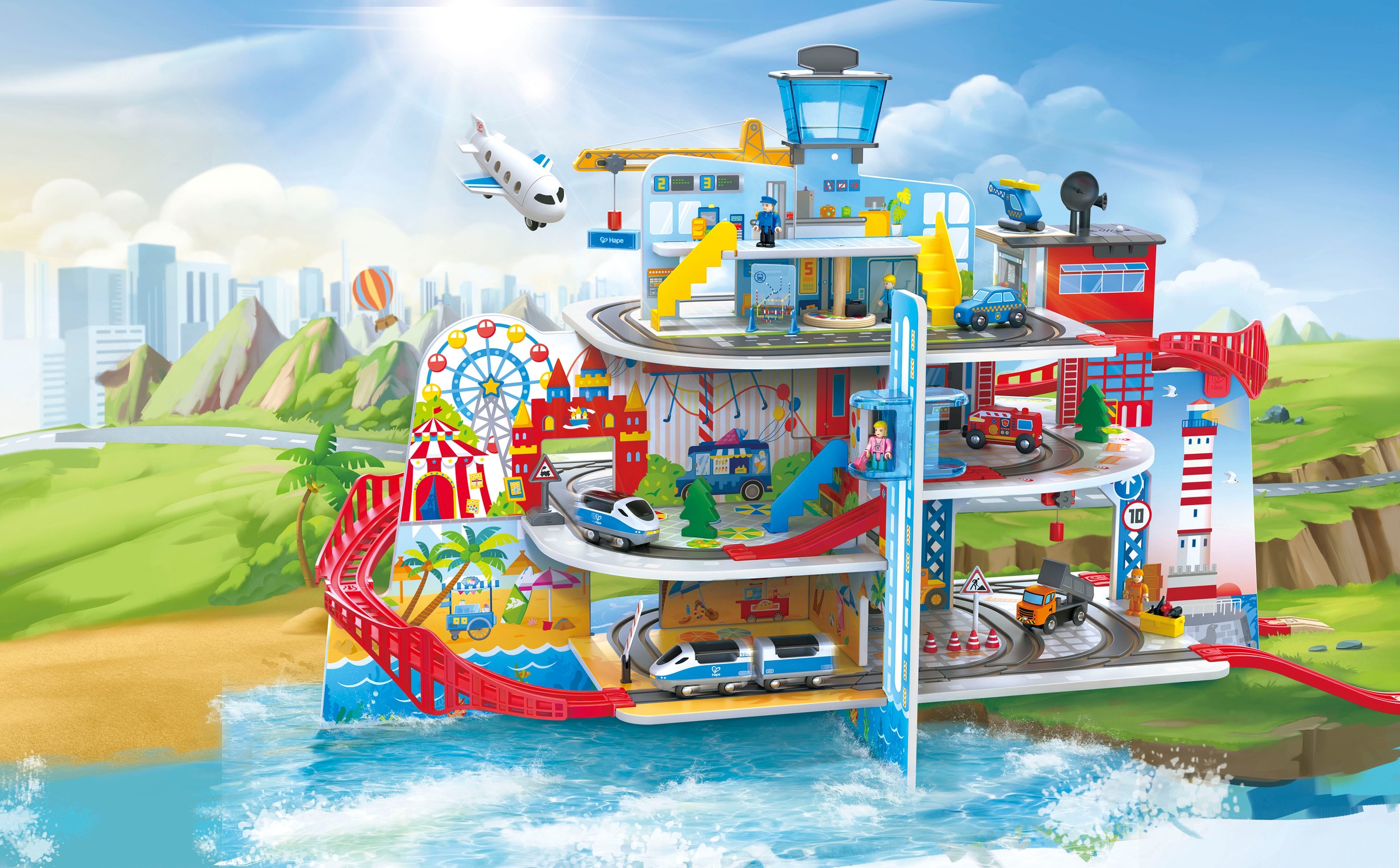 Hape Spielzeug-Eisenbahn »Mega City Eisenbahn«