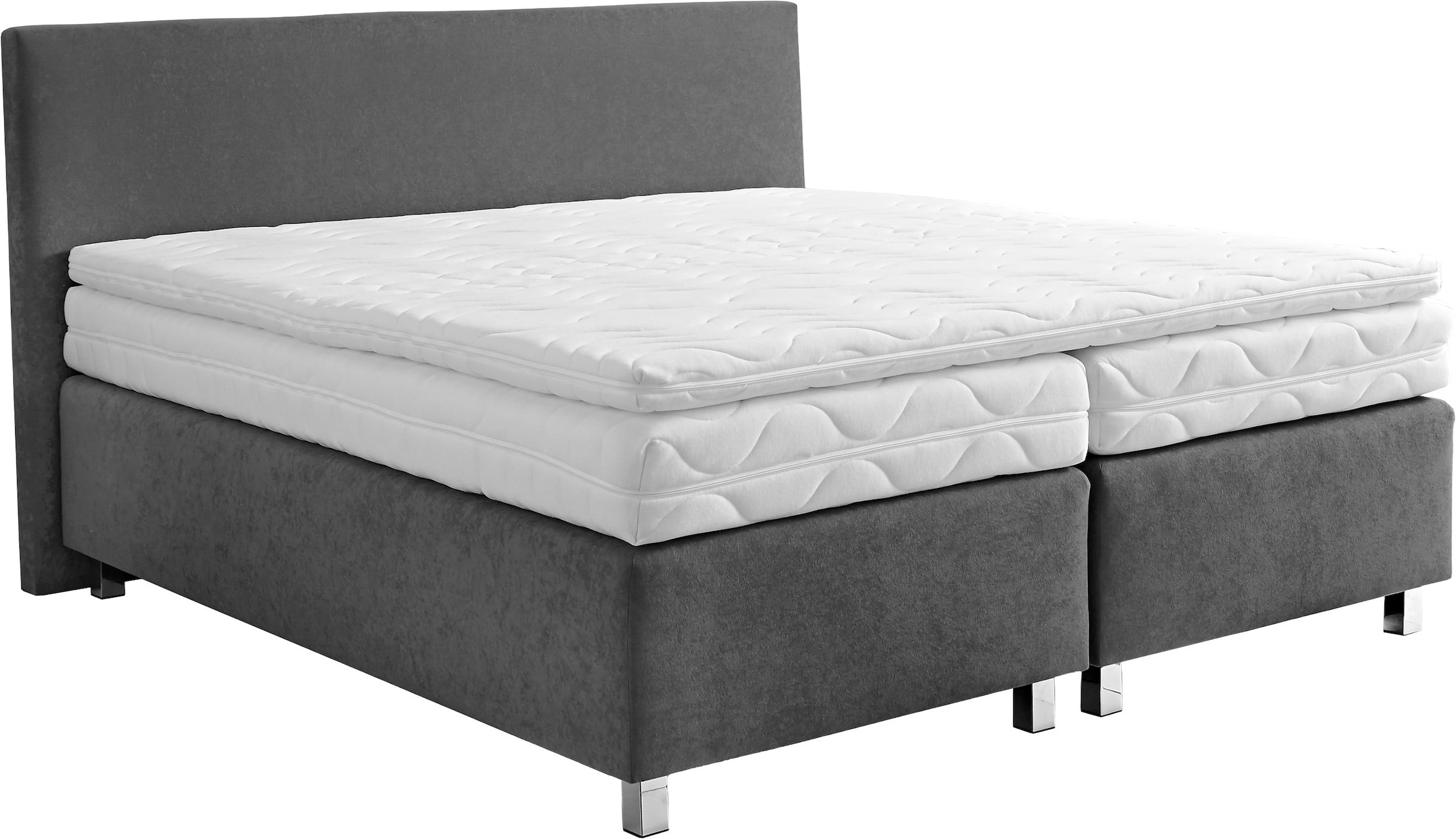 Westfalia Schlafkomfort Boxspringbett »Florenz in den Breiten 160x200, 180x200cm & 200x200cm« Verchromte Metallfüsse, die die Kopfteilform aufgreifen