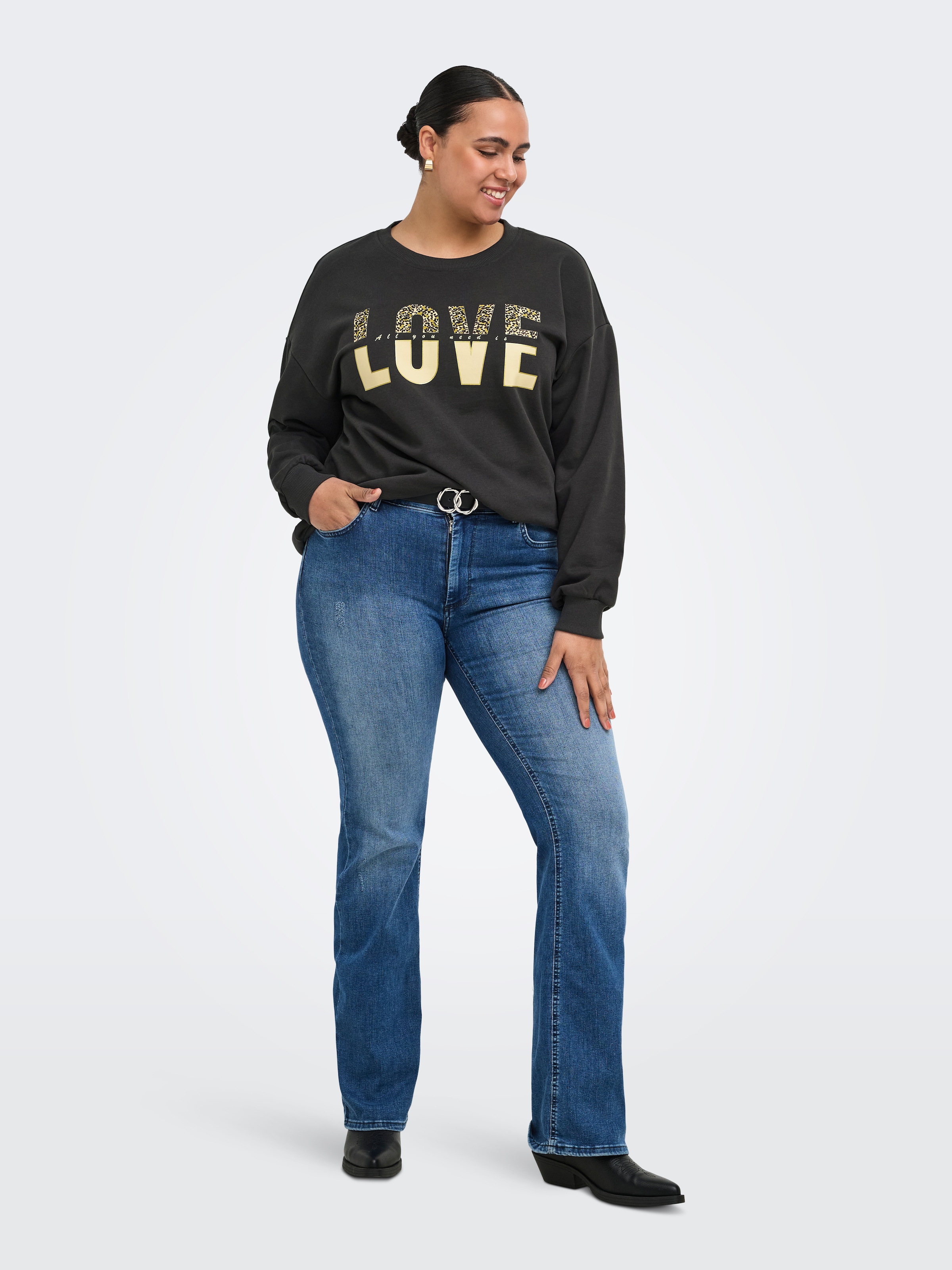 ONLY CARMAKOMA Sweatshirt »CARTAMMIE L/S LEO PRINT O-NECK SWT JRS«, Baumwollmischung
