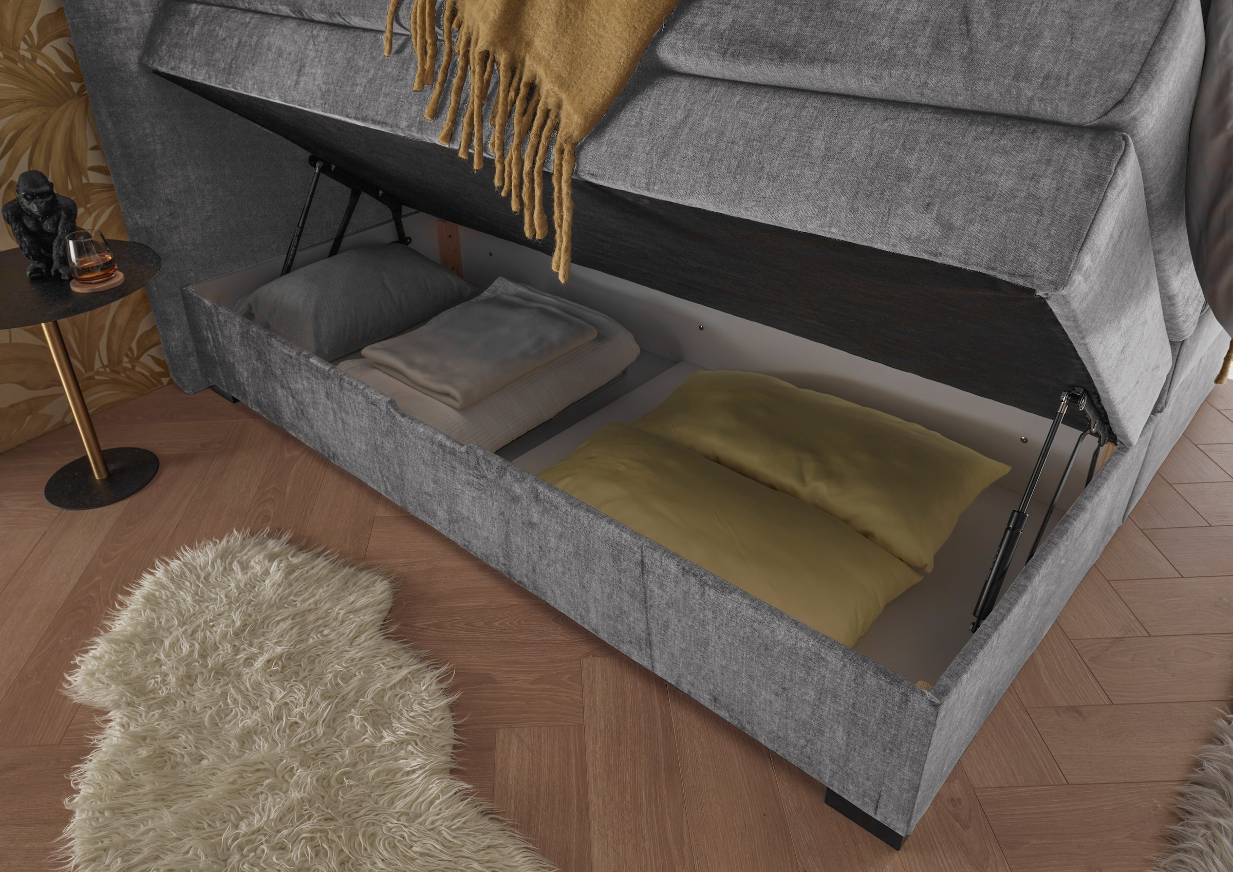 ED EXCITING DESIGN Lit boxspring »Fanes mit Komforteinstiegshöhe von 73cm« erhältlich in 180x200cm, inkl. Bettkasten und 7cm Visco-Topper