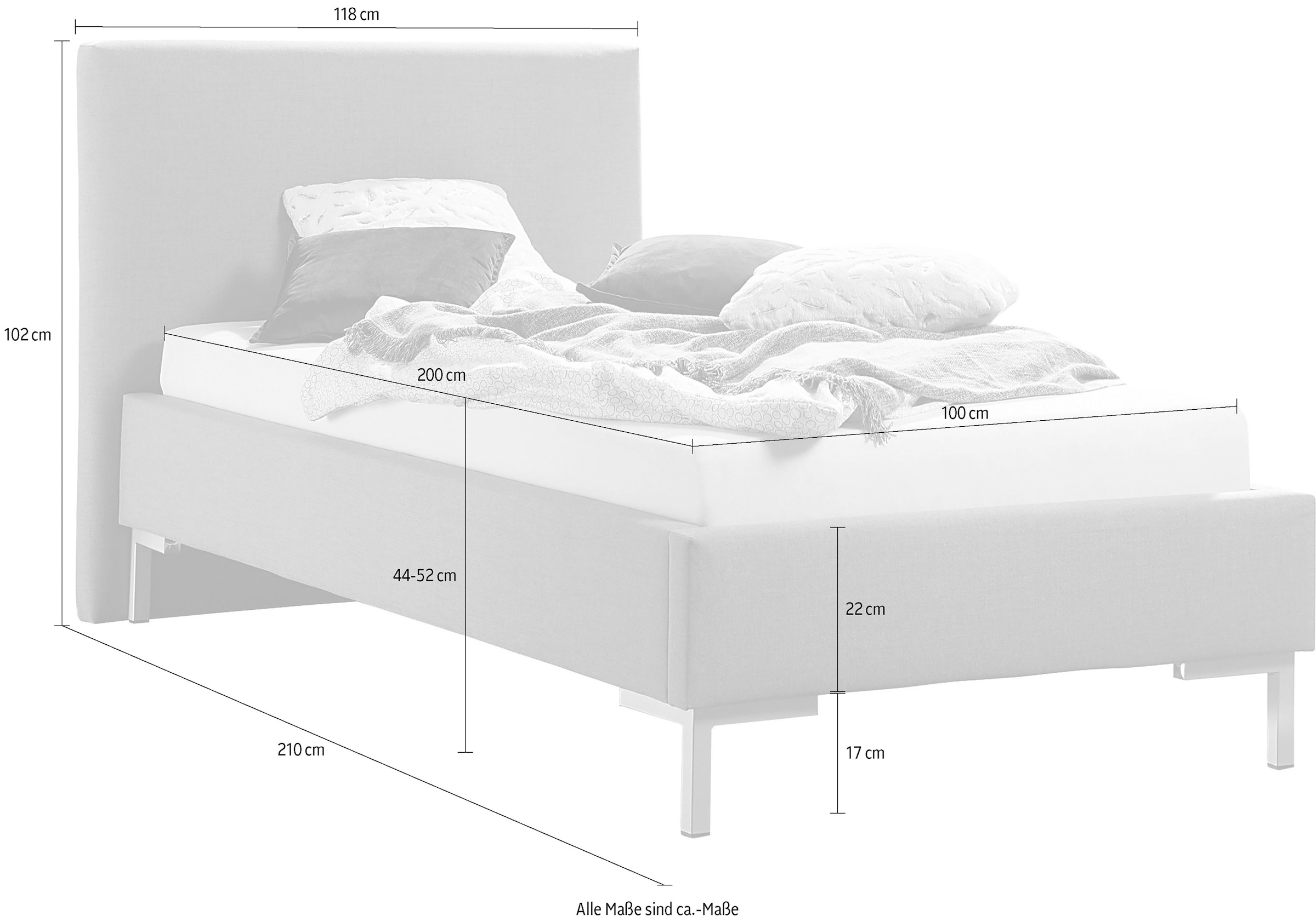 Maintal Polsterbett Bettseiten zerlegt, ohne Bettkasten