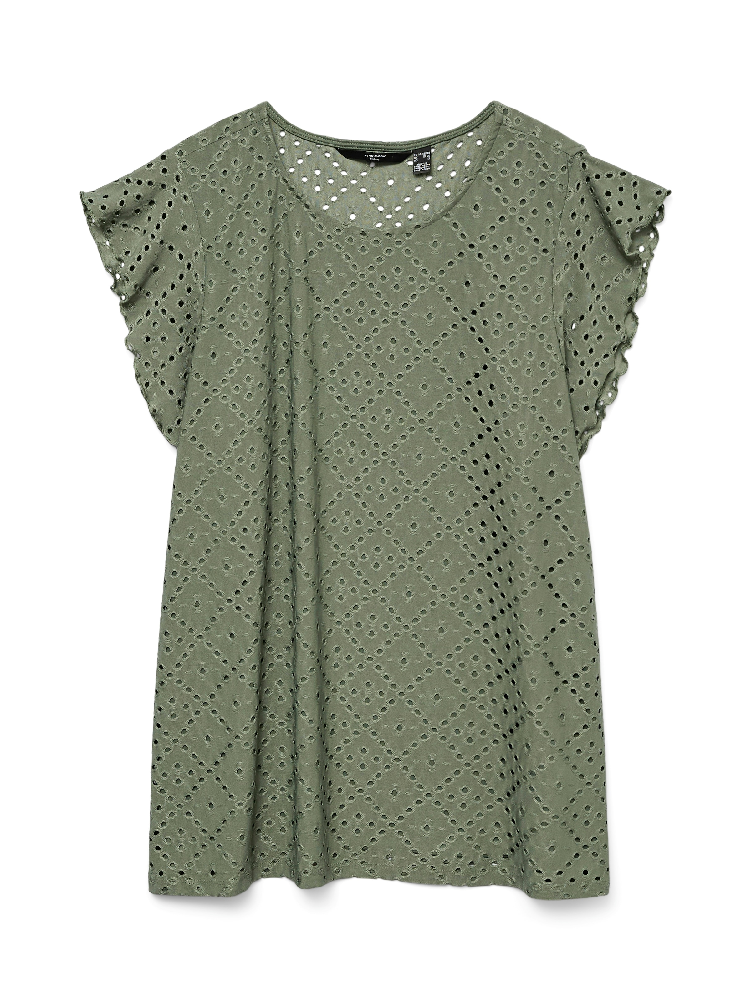 Vero Moda Curve Chemise en dentelle »VMCTASSA SL FRILL TOP NOOS CUR« Materialmix, loose fit