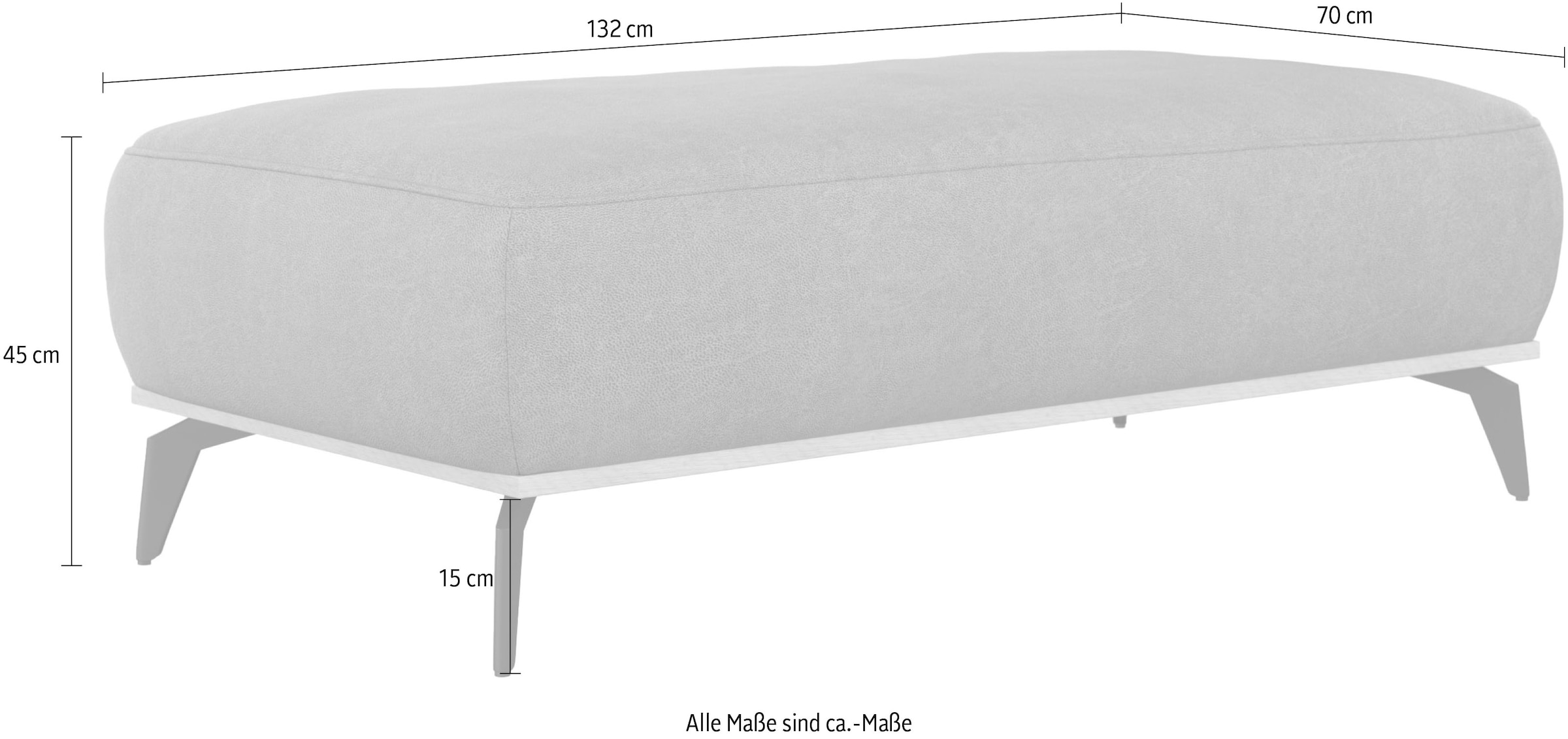 Home affaire Polsterhocker »Fjord« Mit einem Holzrahmen in Buche massiv eichefarbig, mit Füssen 15 cm hoch