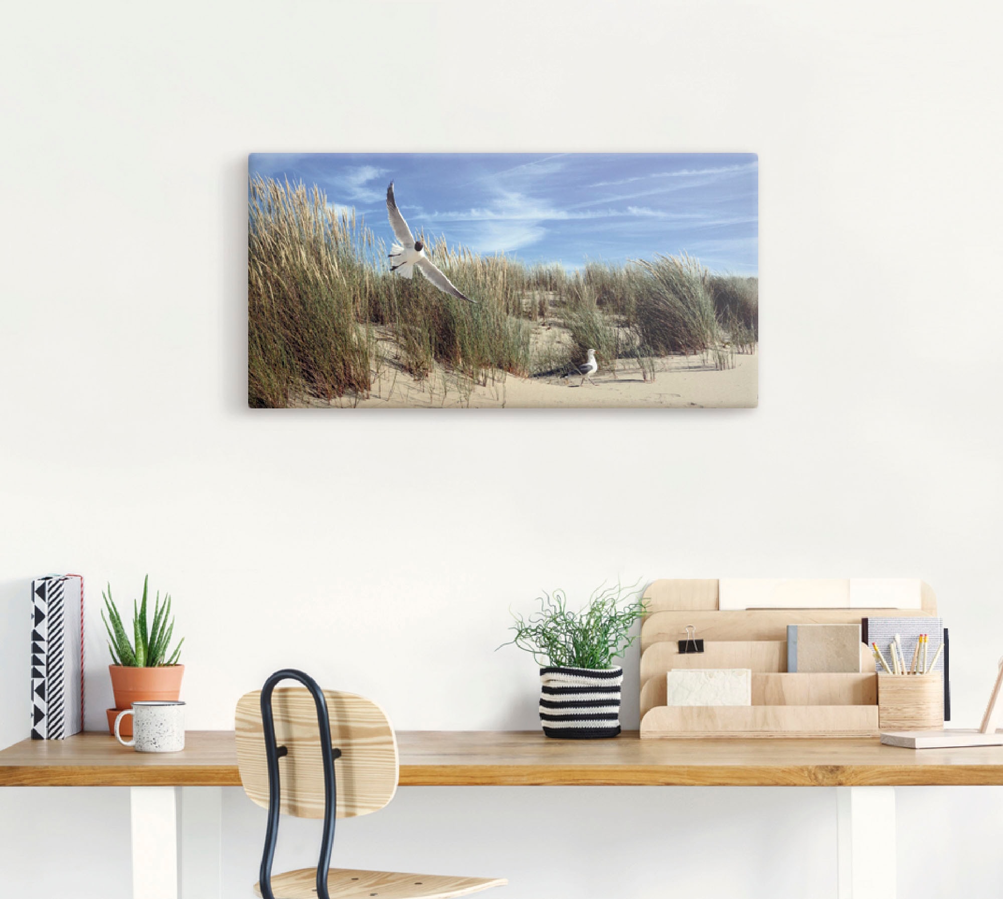 Artland Tableau sur toile »Möwe und Seeschwalbe in Dünenlandschaft« 1 cuis tlg. auf Holzrahmen gespannt