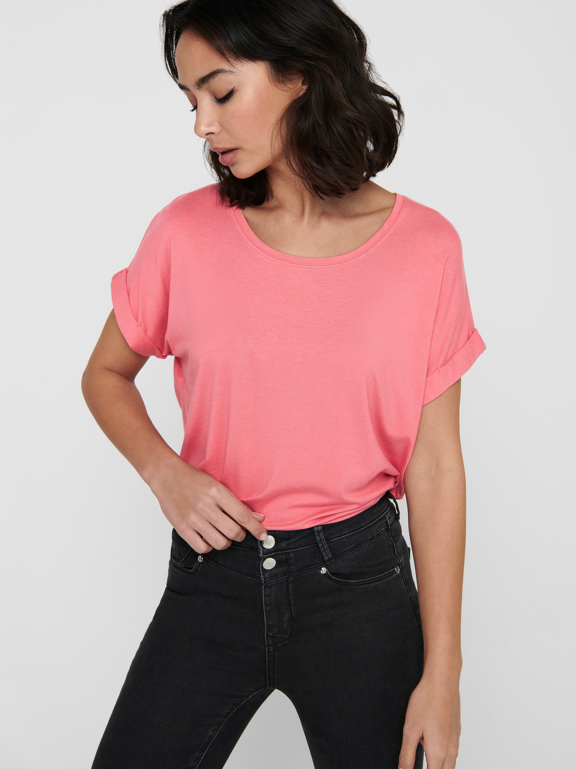 ONLY T-Shirt »ONLMOSTER – T-Shirt mit melierter Optik und elastischem Material« meliert, casual, lässig geschnitten, Viskosemischung, Rundhals