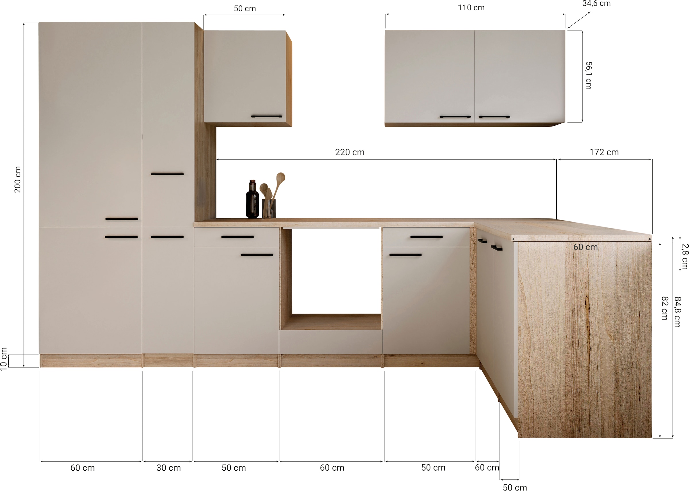 RESPEKTA Cuisine d'angle »Merle« démonté, au choix avec appareils électriques, fonction Soft Close, largeur 310 cm