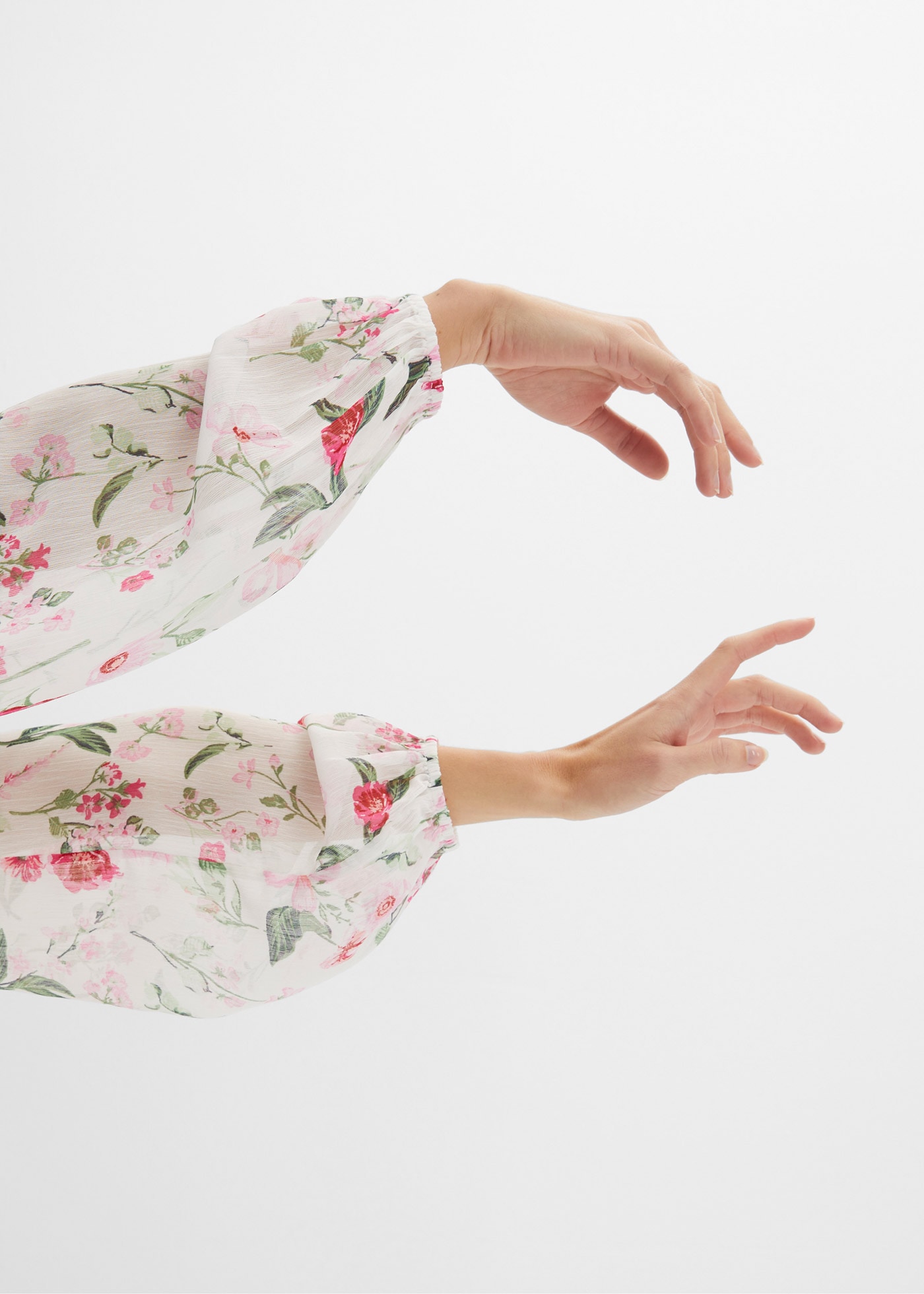 bonprix Blouse en mousseline Loose Fit, für festliche Anlässe, mit langem Arm