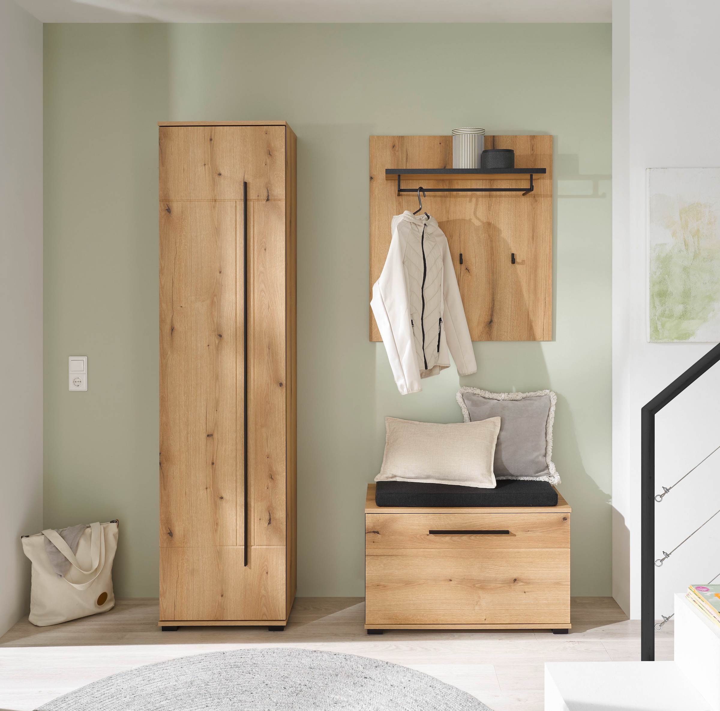 Home affaire Panneau de vestiaire »Cantara, Wandregal, Flurgarderobe mit Hutablage, Kleiderstange & Haken« vielseitig einsetzbar, in zwei Farben verfügbar, 79 cm breit
