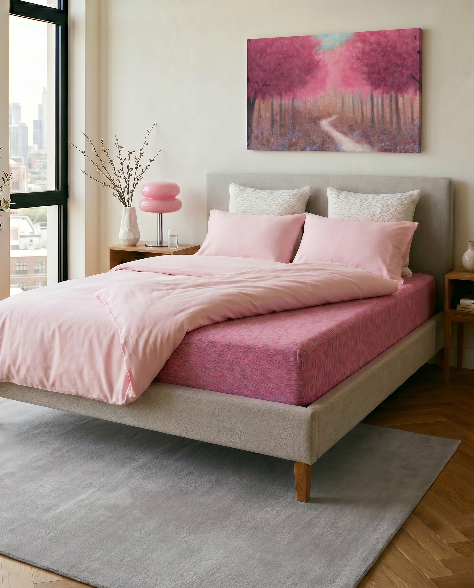 GOODproduct Draps de lit »Strawberry in uni oder bunten Rainbow-Colors« pour matelas jusqu’à 18 cm de hauteur, drap-housse, mélange coton