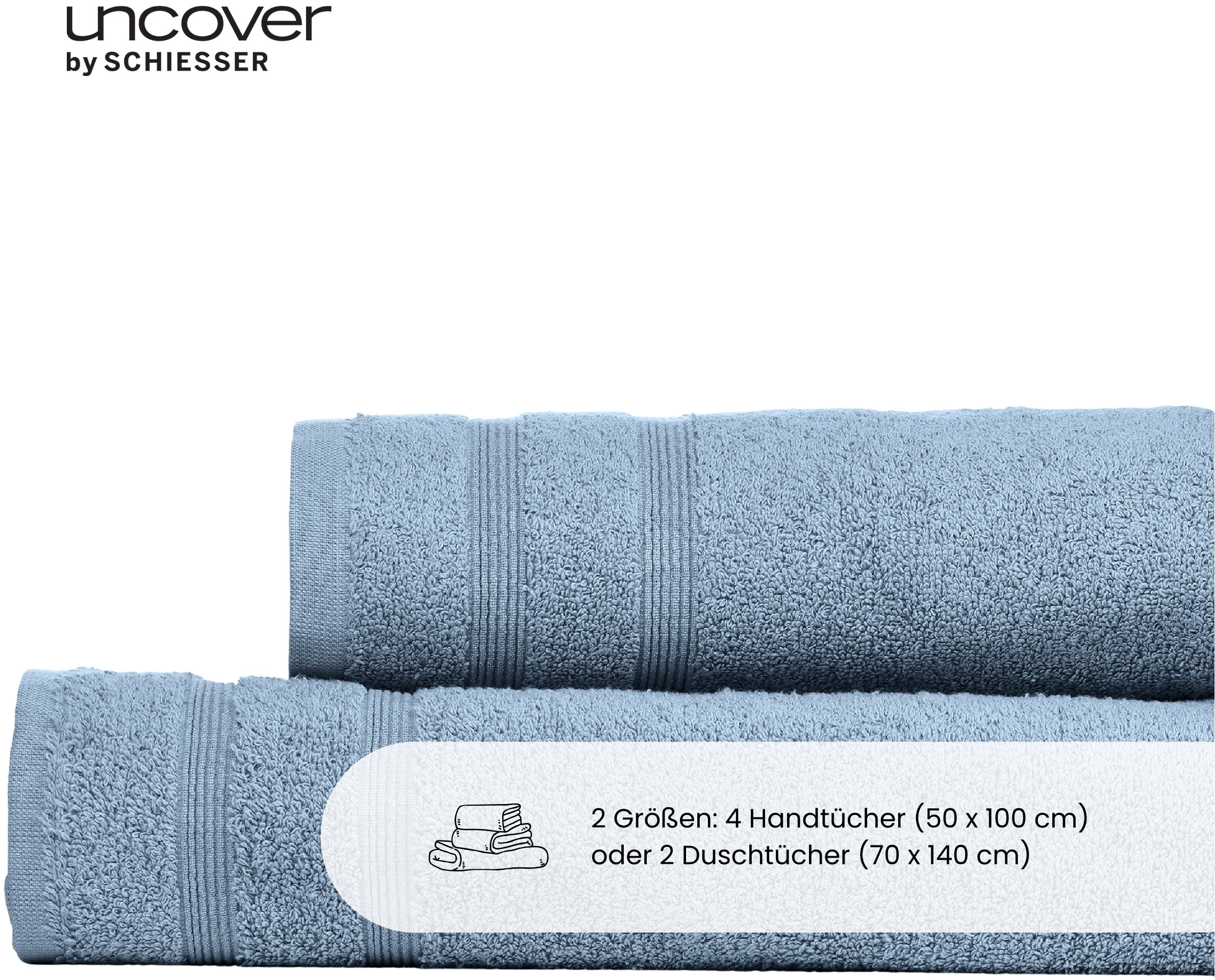 uncover by SCHIESSER Serviettes de douche »Brooklyn mit dezenter Bordüre in Hoch-Tief-Optik« Made in Green