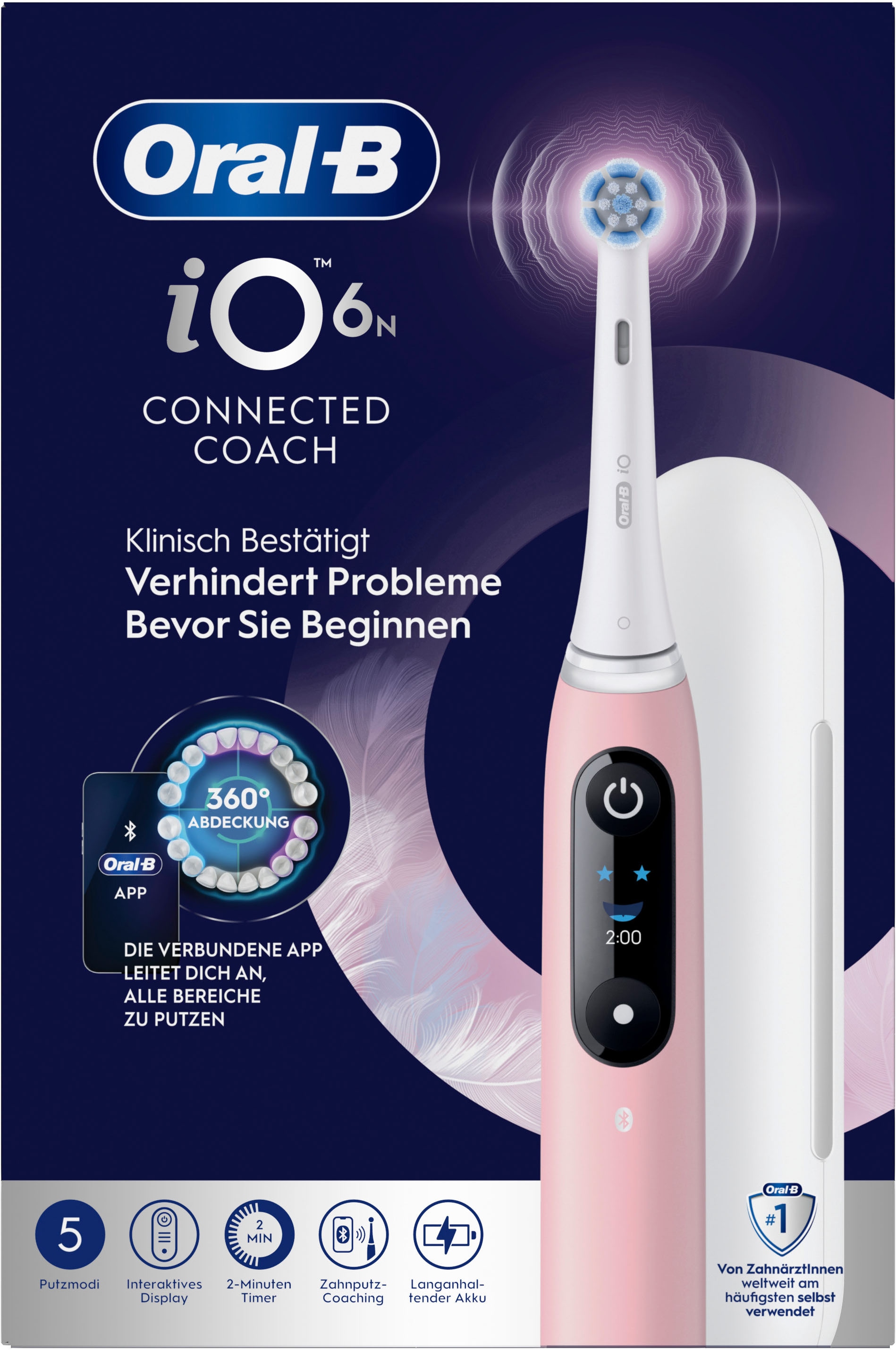 Oral-B Brosse à dents électrique »iO Series 6 N« 2 cuis Aufsteckbürsten technologie magnétique, écran et étui de voyage