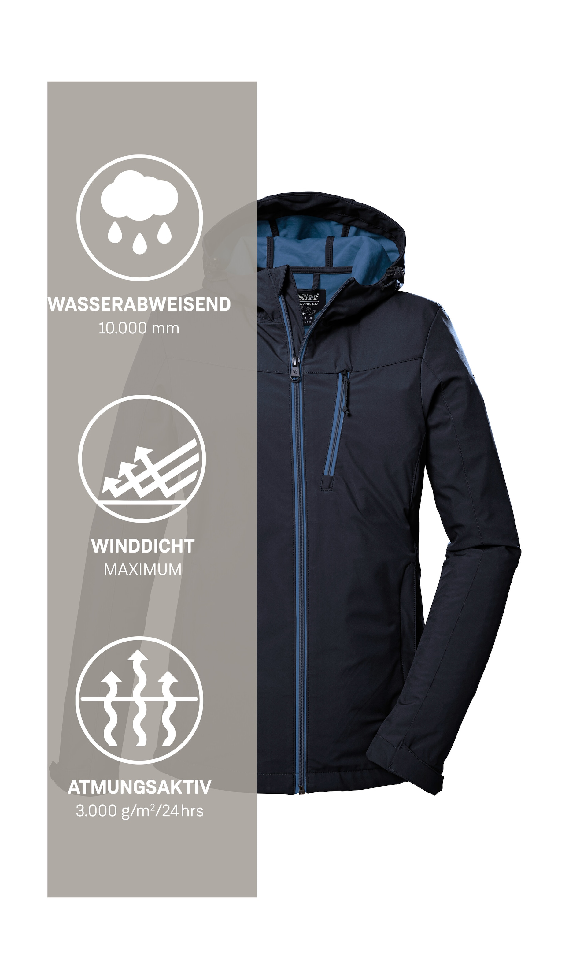 Killtec Veste softshell »KOS 89 WMN SFTSHLL JCKT« Damen Softshelljacke: Wind-und wasserdicht, atmungsaktiv
