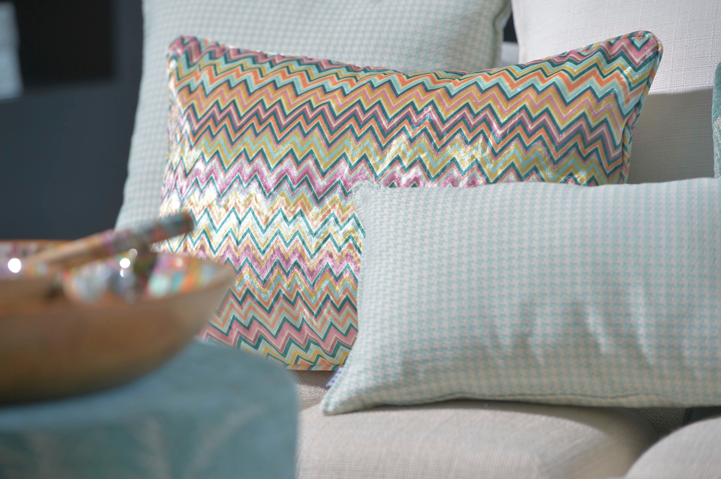 H.O.C.K. Coussin décoratif »Zacki« avec motif en zigzag, housse de coussin avec rembourrage, 1 pièce