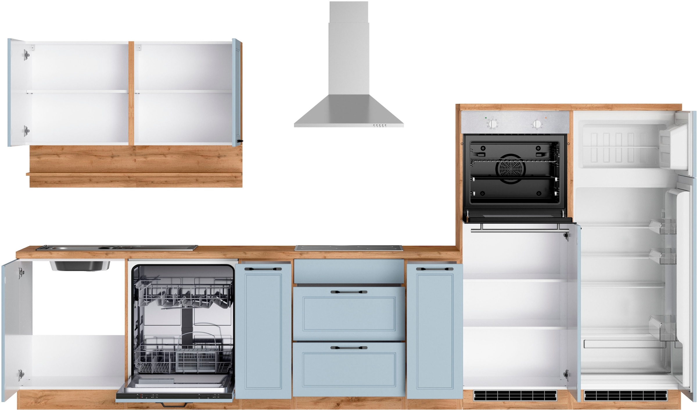 KOCHSTATION Kitchenette »KS-Lana« 360 cm de large, avec ou sans appareils électriques au choix