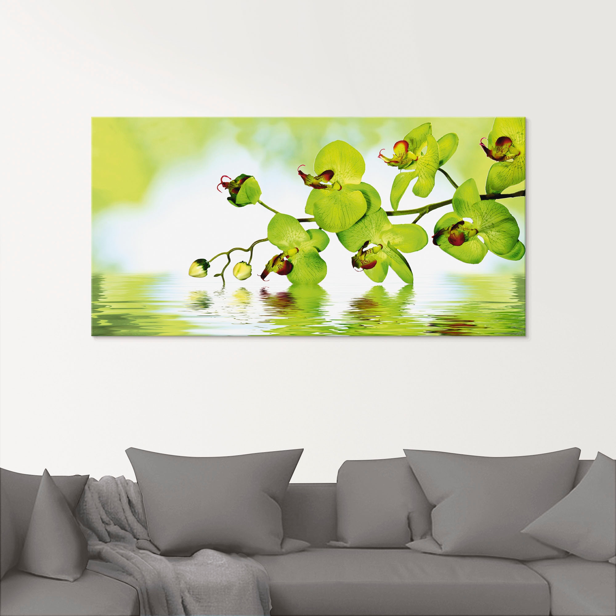 Artland Glasbild »Schöne Orchidee mit grünem Hintergrund« Blumen 1 Stk. tlg. in verschiedenen Grössen