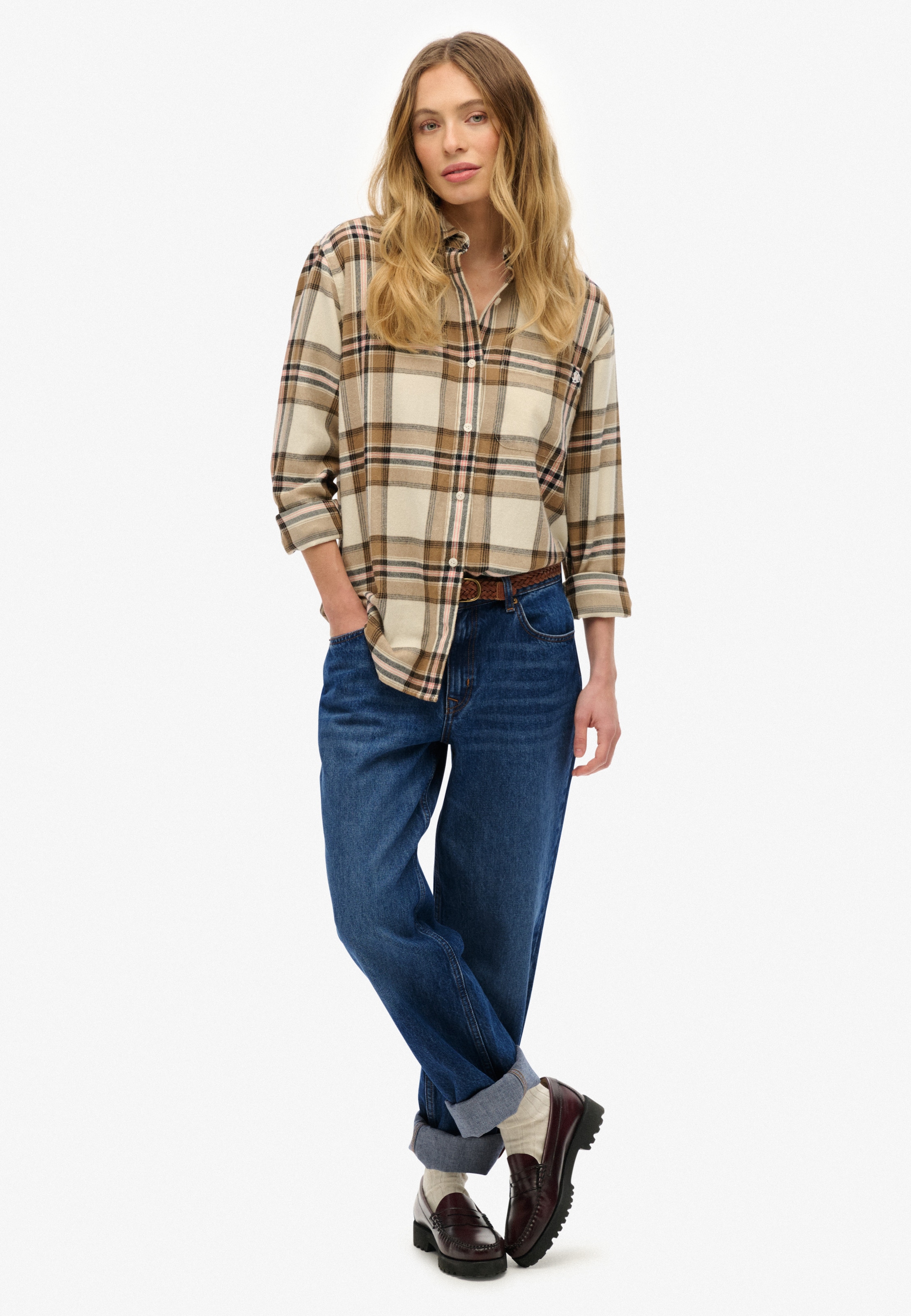 Superdry Blouse à carreaux »CHECK FLANNEL BOYFRIEND SHIRT«
