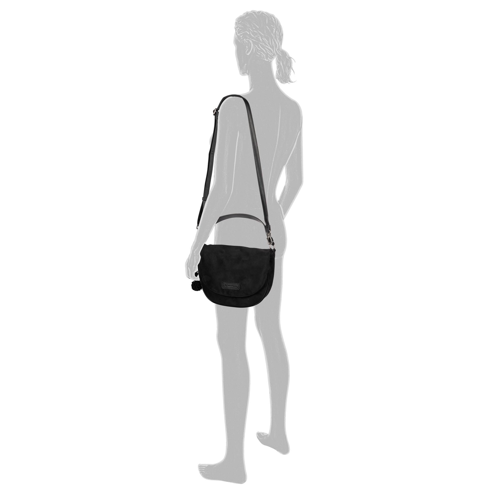 TOM TAILOR Sac à bandoulière »Idra« Sac à épaule pour femme, pompon et écusson logo embossé