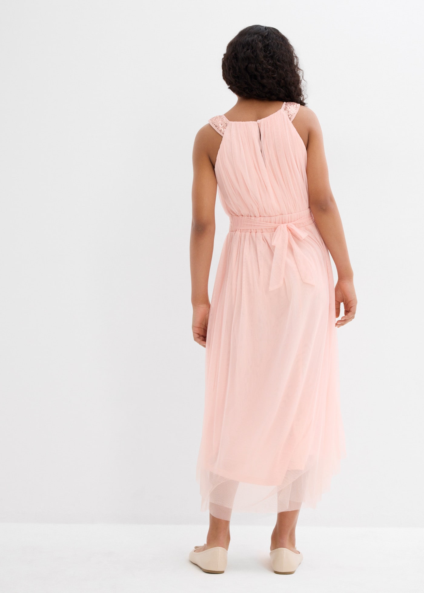 bonprix Robe midi style festif, avec paillettes, sans manches, coupe régulière, en polyester