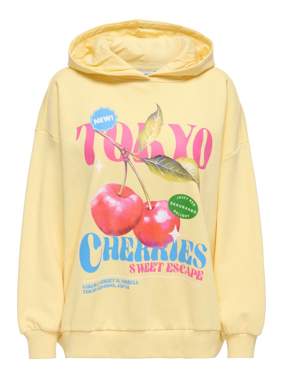 ONLY Sweatshirt »ONLELO L/S PRINT HOOD BOX SWT«, Baumwollmischung, regular fit
