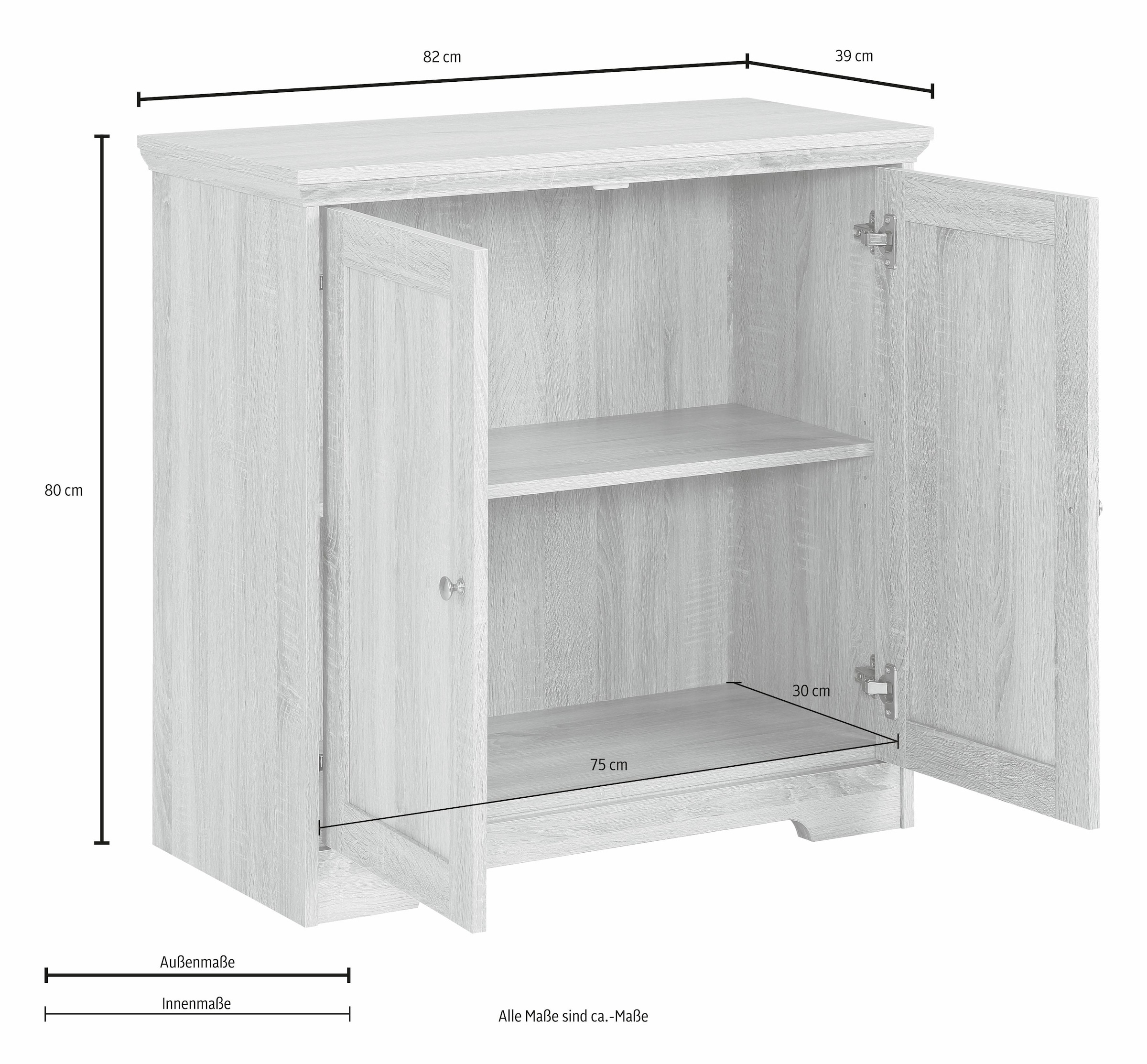Home affaire Sideboard »Nanna« Kommode mit einer Folien Oberfläche in Eiche-Optik, Breite 80 cm