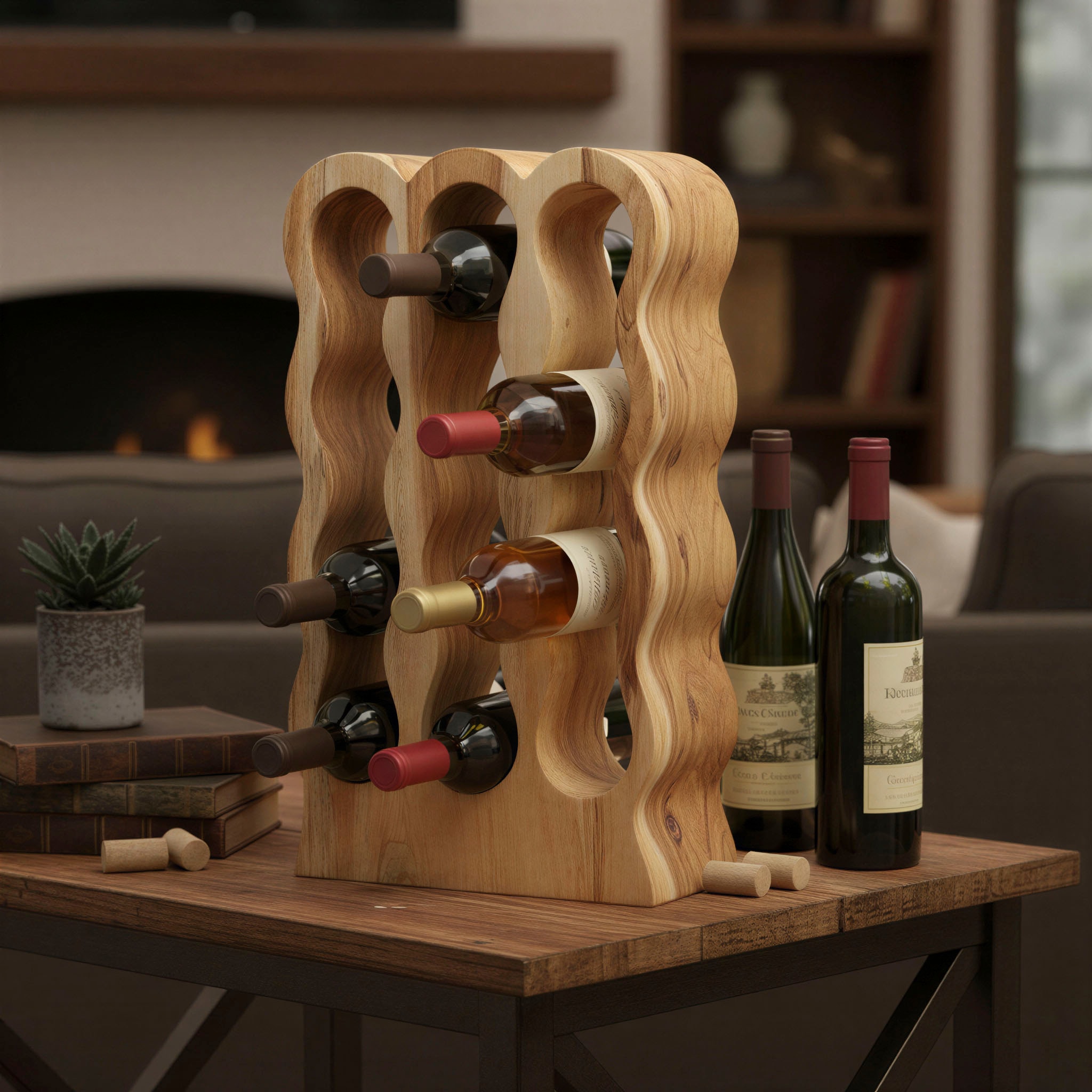 SIT Étagère à vin »Hakone aus Suarholz mit Flaschenhalter & Naturmaserung« 1 cuis tlg. avec support pour bouteilles