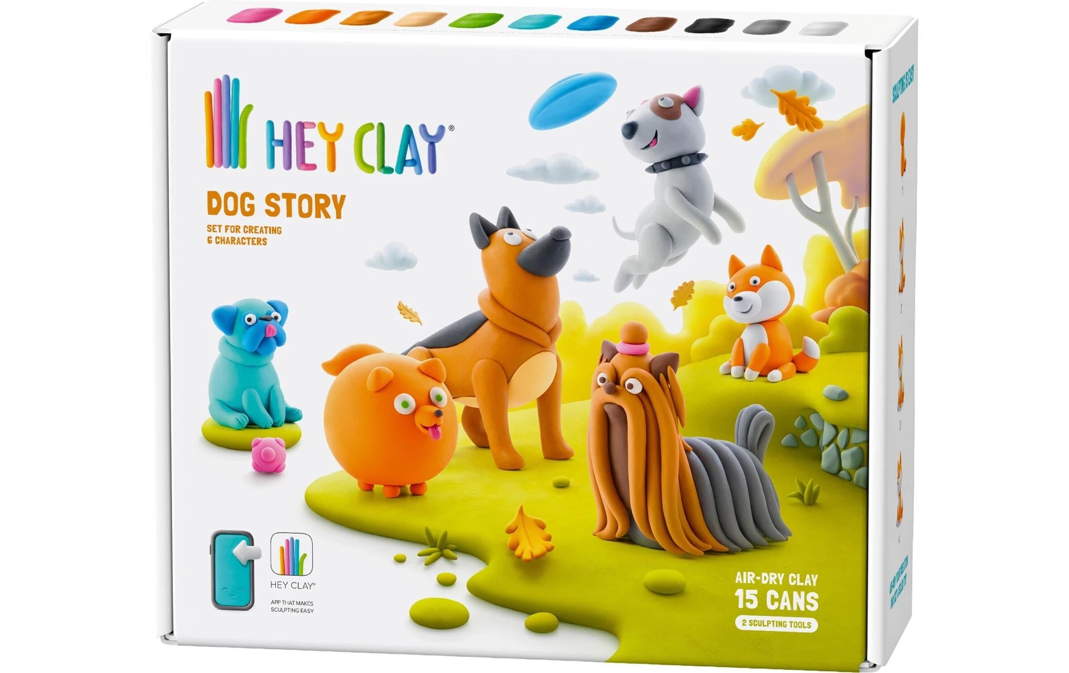   Pâte à modeler »Max Bersinger Hey Clay Hunde 15 Dosen« Moulable, pas de résidus de colle, léger, séchage rapide