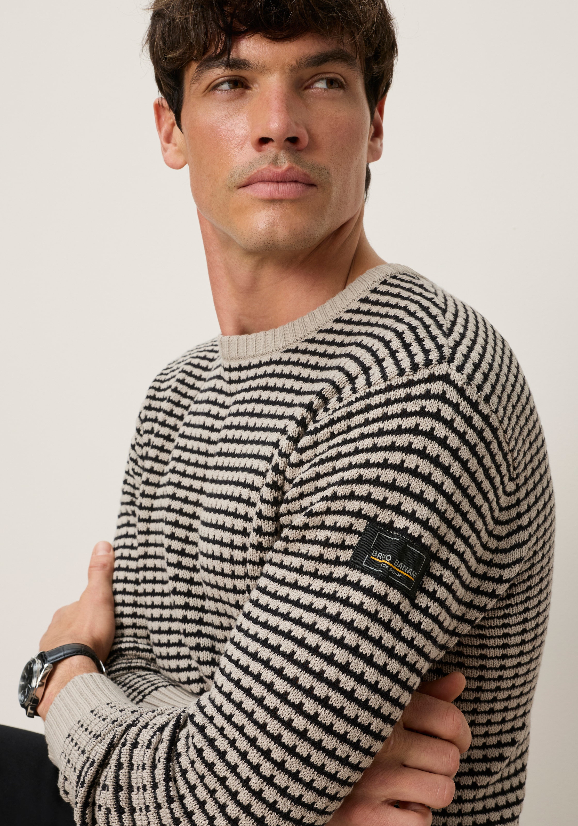 Bruno Banani Pull à col rond Se démarquer avec style avec un motif structuré moderne. Regard accrocheur à la mode