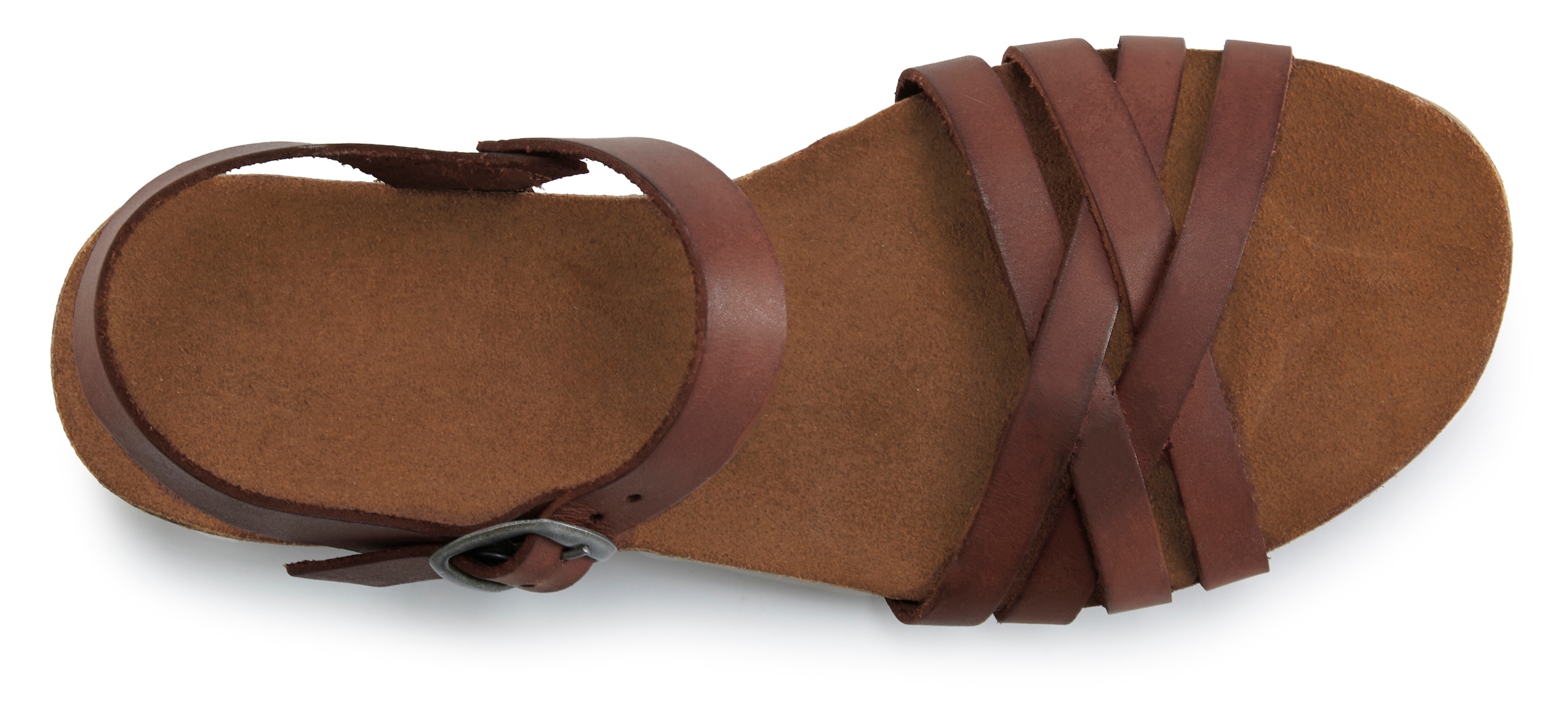 LASCANA Sandale »Sandalette, Sommerschuh, offener Schuh,«  aus Leder mit Korkfussbett