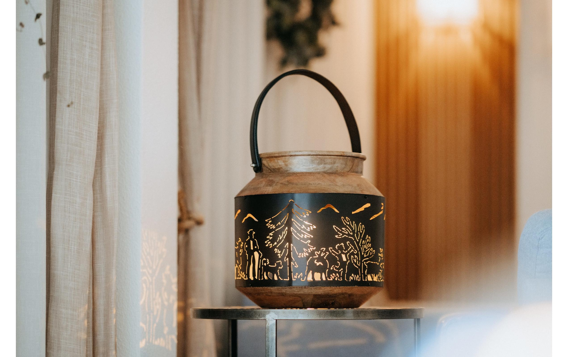 Kadastar Kerzenlaterne »Alpaufzug Familie« Laterne Scherenschnitt